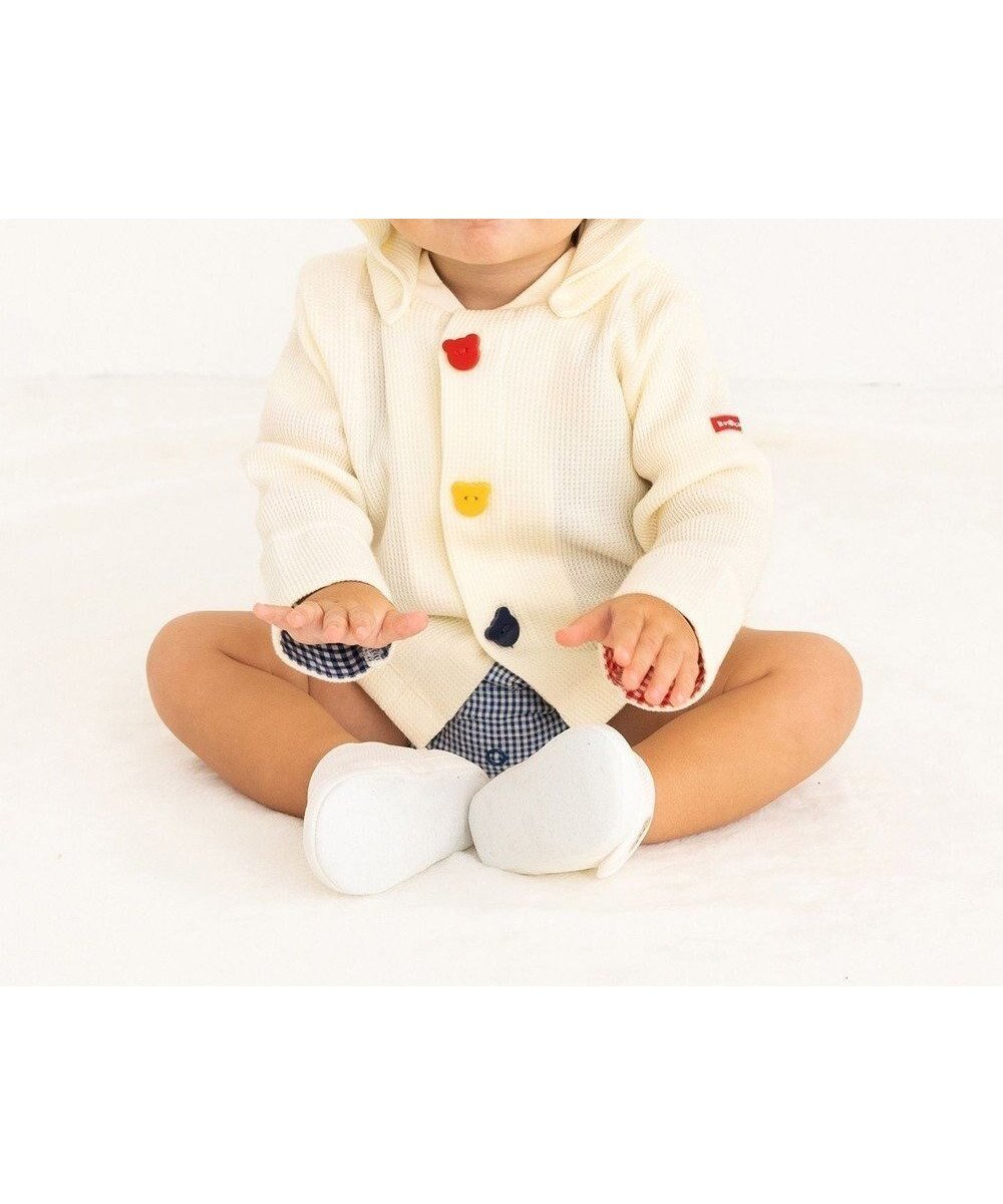 【ミキハウスホットビスケッツ/MIKI HOUSE HOT BISCUITS / KIDS】の【70-110cm】 顔ドン ワッフル素材 パーカー インテリア・キッズ・メンズ・レディースファッション・服の通販 founy(ファニー) 　ファッション　Fashion　キッズファッション　Fashion for Kids　トップス・カットソー　Cut & Sew Tops　カラフル　Colorful Design　ギンガム　Gingham, Gingham Fabric　チェック　Check, Plaid, Tartan　パーカー　Hoodie, Parka　ワッフル　Waffle, Waffle Knit　人気　Popular, Best Seller　夏　Summer　春　Spring　S/S・春夏　SS, Spring/Summer, Warm Season　秋　Autumn　A/W・秋冬　Autumn/Winter　長袖　Long Sleeve, Full Sleeve　アイボリー|ID: prp329100004772255 ipo3291000000034576091