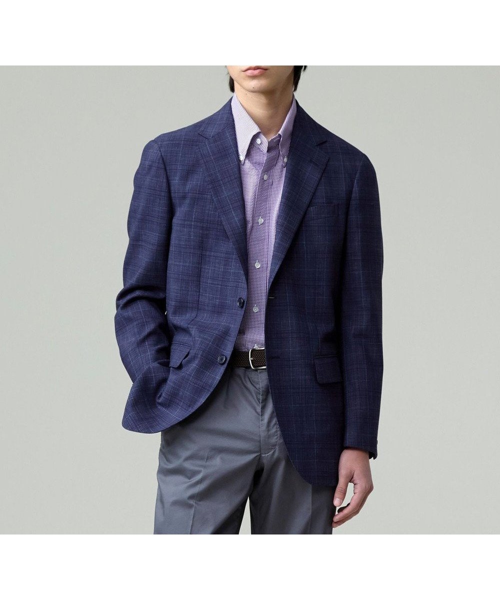 【ジェイ プレス/J.PRESS / MEN】の【WEB・一部店舗限定】ウールリネンチェック ジャケット インテリア・キッズ・メンズ・レディースファッション・服の通販 founy(ファニー) 　ファッション　Fashion　メンズファッション　Fashion for Men　アウター　Men's Coats Outerwear　テーラードジャケット　Tailored Jackets & Blazers　ジャケット　Jacket, Outerwear　リネン　Linen, Linen Fabric　夏　Summer　春　Spring　S/S・春夏　SS, Spring/Summer, Warm Season　ネイビー系4|ID: prp329100004772262 ipo3291000000034576112