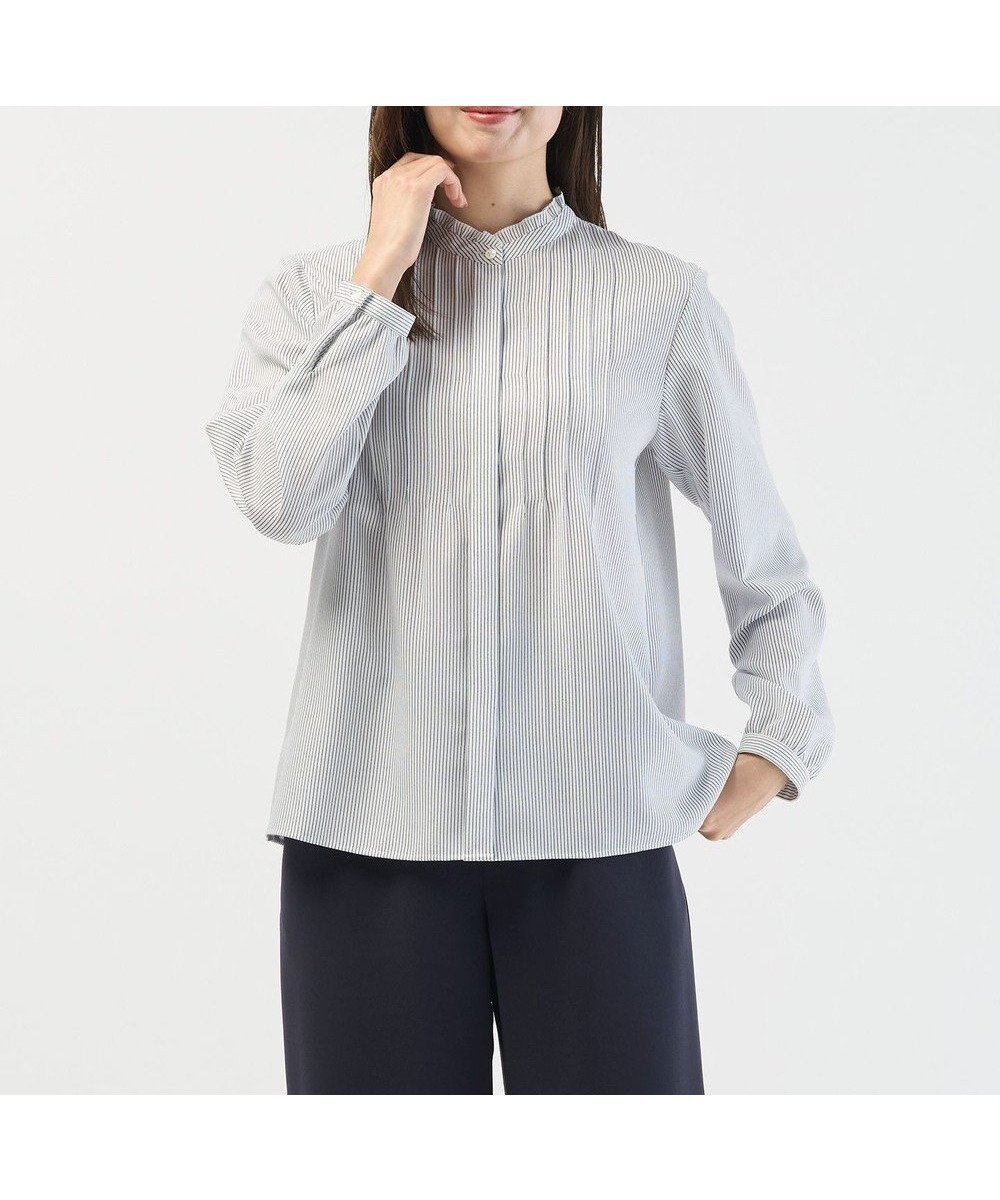 【ジェイ プレス/J.PRESS】のソフトジョーゼットストライプ プリント ブラウス 人気、トレンドファッション・服の通販 founy(ファニー) 　ファッション　Fashion　レディースファッション　Fashion for Women　トップス・カットソー　Cut & Sew Tops　シャツ・ブラウス・オフィスカジュアル　Elegant Blouses & Button-Ups　オケージョン　Occasion Wear　ギャザー　Gathered, Ruffled　クラシック　Classic, Timeless Style　シンプル　Simple, Minimal　ストライプ　Stripe, Striped Pattern　プリント　Print, Printed Pattern　エレガント 上品　Elegant　夏　Summer　S/S・春夏　SS, Spring/Summer, Warm Season　A/W・秋冬　Autumn/Winter　ビジネス 仕事 通勤　Business / Work / Commuting　 other-1|ID: prp329100004772270 ipo3291000000034576147