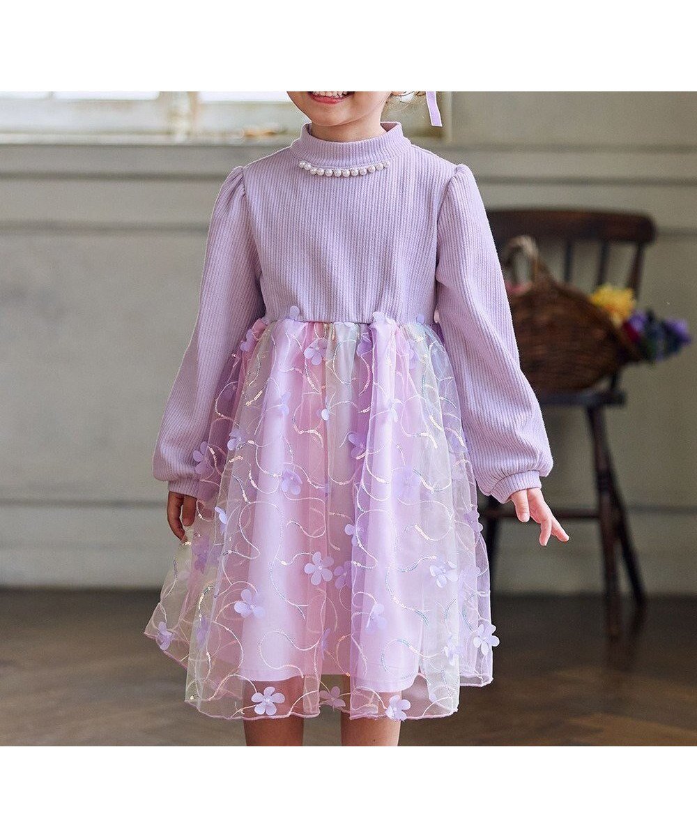 【エニィ/ANY / KIDS】のフラワーチュール ドッキングワンピース 人気、トレンドファッション・服の通販 founy(ファニー) 　ファッション　Fashion　キッズファッション　Fashion for Kids　ワンピース　Dresses　クリスマス X'mas　Christmas / X'mas　スパンコール　Sequins, Sequin Embellishment　チュール　Tulip, Tulip Motif　ドッキング　Docking, Mixed Material　パール　Pearl, Pearl Accent　ポケット　Pocket, Pocket Detail　モチーフ　Motif, Design Theme　エレガント 上品　Elegant　冬　Winter / This Winter　A/W・秋冬　Autumn/Winter　 other-1|ID: prp329100004772917 ipo3291000000034584432