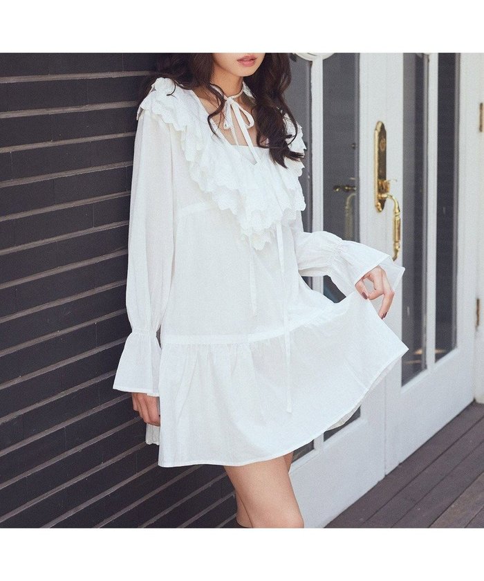 【アースミュージックアンドエコロジー/earth music&ecology】の【綿100%】サイドリボンラッフルミニワンピース インテリア・キッズ・メンズ・レディースファッション・服の通販 founy(ファニー) https://founy.com/ ファッション Fashion レディースファッション Fashion for Women ワンピース Dresses おすすめ Recommended / Our Picks スカラップ Scallop, Scalloped Edge フェミニン Feminine, Girly ポケット Pocket, Pocket Detail リボン Ribbon, Bow レース Lace, Lace Fabric ロング Long, Long-Length A/W・秋冬 Autumn/Winter |ID: prp329100004773003 ipo3291000000034584795