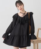 【アースミュージックアンドエコロジー/earth music&ecology】の【綿100%】サイドリボンラッフルミニワンピース Black|ID: prp329100004773003 ipo3291000000034584797