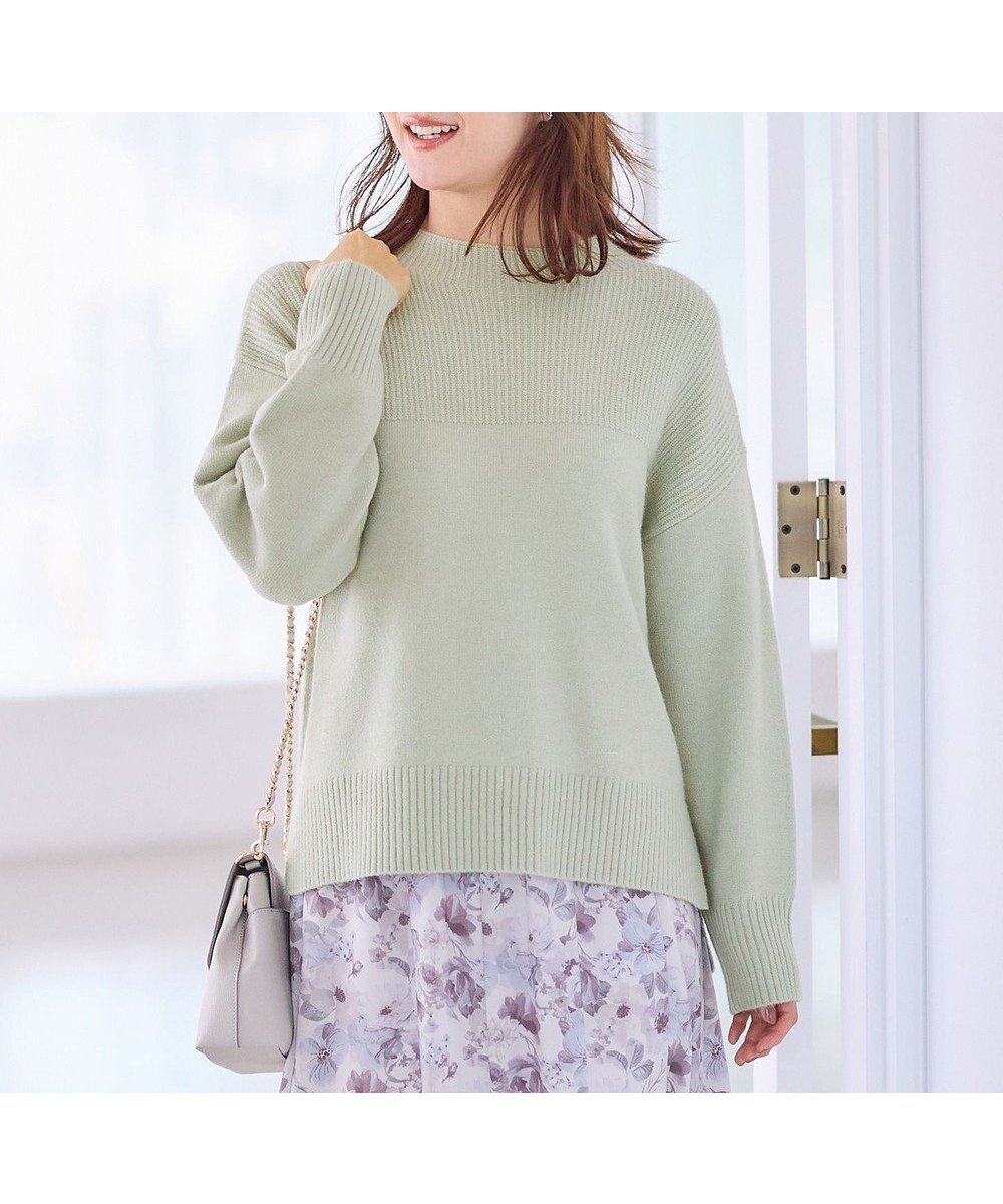 【エニィ スィス/any SiS】の【洗える】アンゴラブレンド ニット インテリア・キッズ・メンズ・レディースファッション・服の通販 founy(ファニー) 　ファッション　Fashion　レディースファッション　Fashion for Women　トップス・カットソー　Cut & Sew Tops　ニット　Knit Tops & Sweaters　アンゴラ　Angora Knitwear　セーター　Sweater, Knitwear　バランス　Balance, Style Balance　フェミニン　Feminine, Girly　ボーダー　Border, Stripe　切替　Switching, Contrast Panel　洗える　Machine Washable　A/W・秋冬　Autumn/Winter　ミントグリーン|ID: prp329100004774390 ipo3291000000034605259