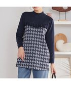 【ティアクラッセ/Tiaclasse】のアーガイルジャガードフリルチュニック ネイビー|ID: prp329100004774456 ipo3291000000035613802