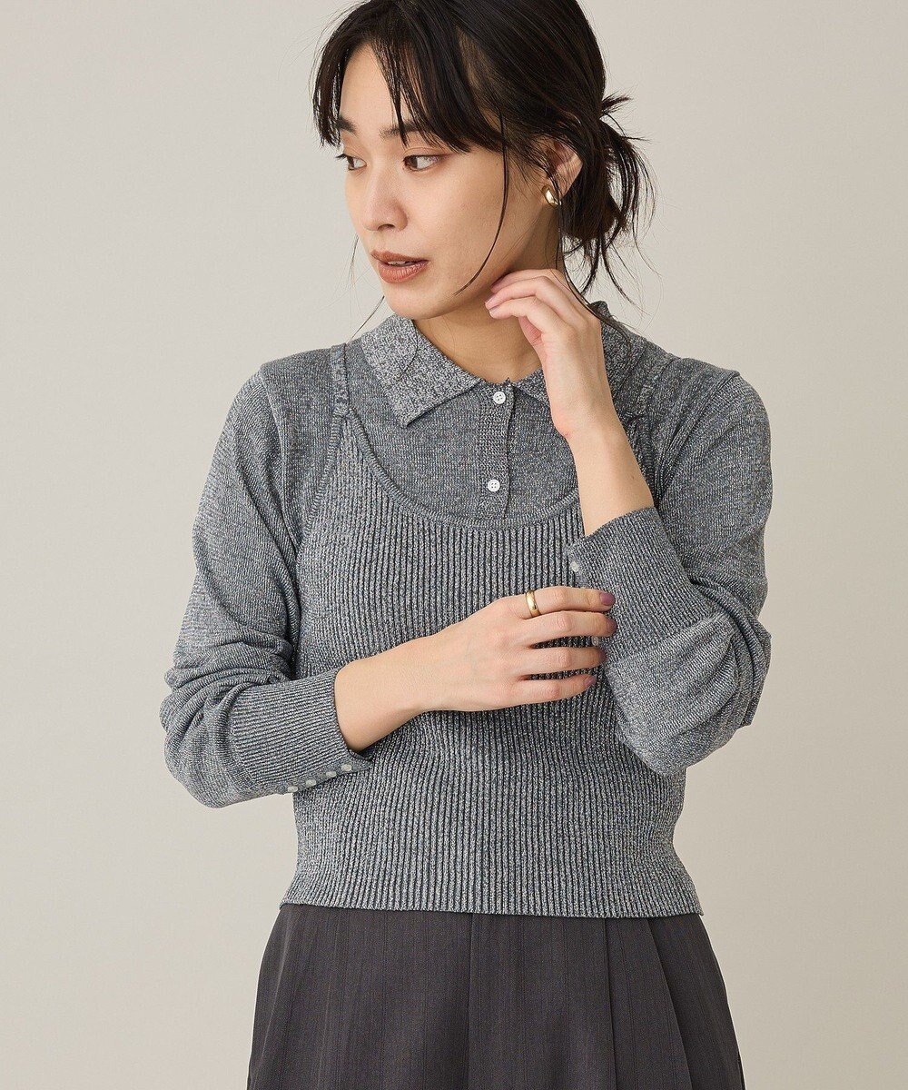 【クラフトスタンダードブティック/CRAFT STANDARD BOUTIQUE】のポロ衿アンサンブルニット インテリア・キッズ・メンズ・レディースファッション・服の通販 founy(ファニー) 　ファッション　Fashion　レディースファッション　Fashion for Women　トップス・カットソー　Cut & Sew Tops　ニット　Knit Tops & Sweaters　カーディガン・羽織り　Layered Style Cardigans　アンサンブルニット　Knit Ensembles & Twin Sets　アンサンブル　Ensemble Set　カーディガン　Cardigan, Knitwear　キャミ　Camisole, Cami Top　キャミソール　Camisole, Spaghetti Strap Top　コンパクト　Compact, Small Size　ジャケット　Jacket, Outerwear　ダウン　Down, Puffer　デニム　Denim, Jeans Material　なめらか　Smooth, Silky Texture　バランス　Balance, Style Balance　フィット　Fit, Slim Fit　フェミニン　Feminine, Girly　ボトム　Bottoms, Lower Wear　ポケット　Pocket, Pocket Detail　無地　Plain, Solid Color　A/W・秋冬　Autumn/Winter　おすすめ　Recommended / Our Picks　エレガント 上品　Elegant　Gray|ID: prp329100004774464 ipo3291000000034605514