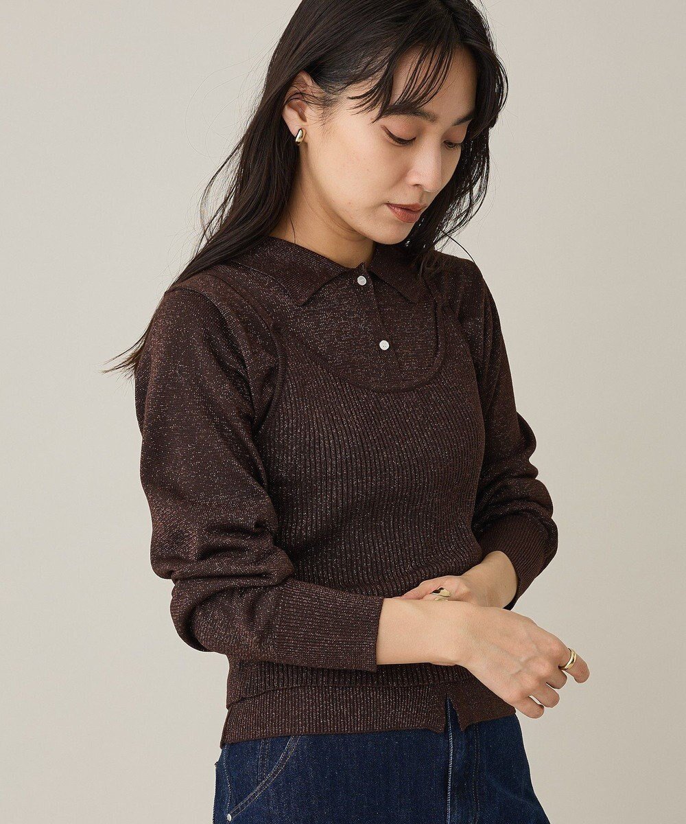 【クラフトスタンダードブティック/CRAFT STANDARD BOUTIQUE】のポロ衿アンサンブルニット インテリア・キッズ・メンズ・レディースファッション・服の通販 founy(ファニー) 　ファッション　Fashion　レディースファッション　Fashion for Women　トップス・カットソー　Cut & Sew Tops　ニット　Knit Tops & Sweaters　カーディガン・羽織り　Layered Style Cardigans　アンサンブルニット　Knit Ensembles & Twin Sets　アンサンブル　Ensemble Set　カーディガン　Cardigan, Knitwear　キャミ　Camisole, Cami Top　キャミソール　Camisole, Spaghetti Strap Top　コンパクト　Compact, Small Size　ジャケット　Jacket, Outerwear　ダウン　Down, Puffer　デニム　Denim, Jeans Material　なめらか　Smooth, Silky Texture　バランス　Balance, Style Balance　フィット　Fit, Slim Fit　フェミニン　Feminine, Girly　ボトム　Bottoms, Lower Wear　ポケット　Pocket, Pocket Detail　無地　Plain, Solid Color　A/W・秋冬　Autumn/Winter　おすすめ　Recommended / Our Picks　エレガント 上品　Elegant　Brown|ID: prp329100004774464 ipo3291000000034605515