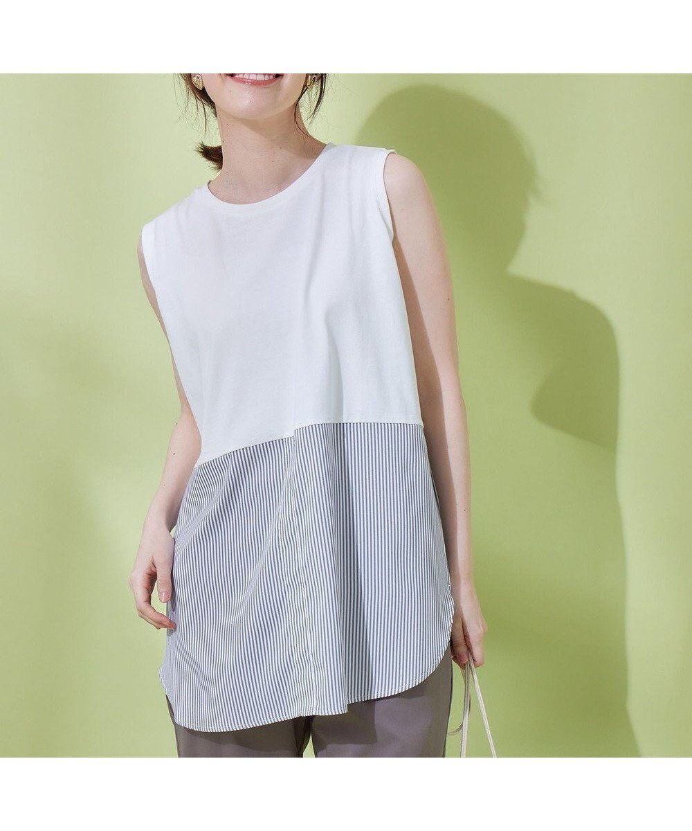 【エニー/ANY】のレイヤード布帛ドッキングタンクトップ インテリア・キッズ・メンズ・レディースファッション・服の通販 founy(ファニー) ファッション Fashion レディースファッション Fashion for Women トップス・カットソー Cut & Sew Tops おすすめ Recommended / Our Picks カットソー Cut and Sewn Top タンク Tank Top, Sleeveless Top 夏 Summer 春 Spring S/S・春夏 SS, Spring/Summer, Warm Season ストライプ|ID: prp329100004774518 ipo3291000000034605856