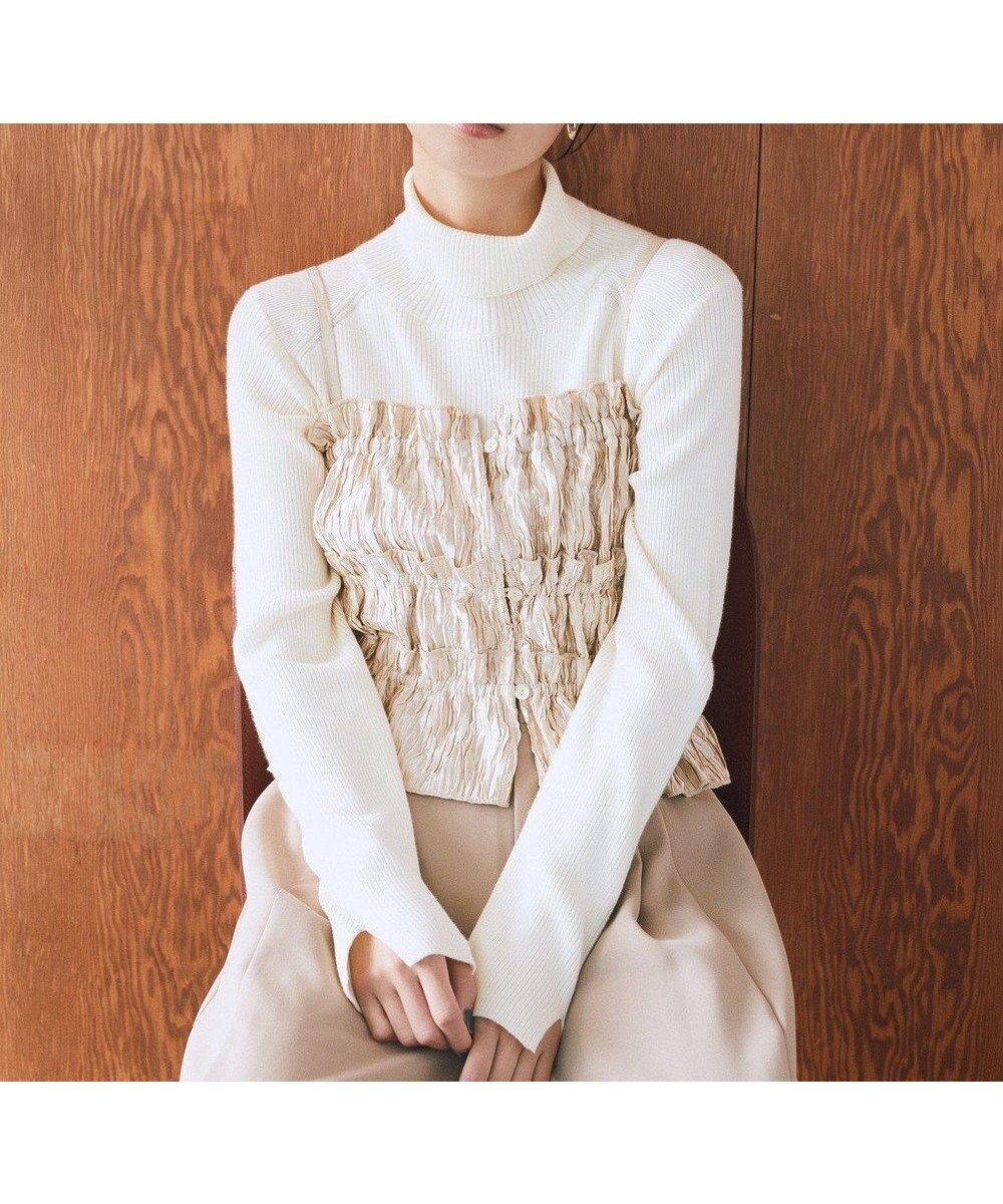 【アースミュージックアンドエコロジー/earth music&ecology】のシャーリングビスチェ インテリア・キッズ・メンズ・レディースファッション・服の通販 founy(ファニー) 　ファッション　Fashion　レディースファッション　Fashion for Women　アウター　Coat / Outerwear Collection　トップス・カットソー　Cut & Sew Tops　ベスト&ジレ / 重ね着スタイル　Vests & Gilets　ビスチェ　Bustiers & Corset Tops / Layered Bustier Style　コンパクト　Compact, Small Size　シャーリング　Shirring, Ruched　フィット　Fit, Slim Fit　フォルム　Silhouette, Form　フロント　Front, Front Design　ベスト　Vest, Waistcoat　ポケット　Pocket, Pocket Detail　ラップ　Wrap, Wrap Design　エレガント 上品　Elegant　A/W・秋冬　Autumn/Winter　Ivory|ID: prp329100004774525 ipo3291000000035565088