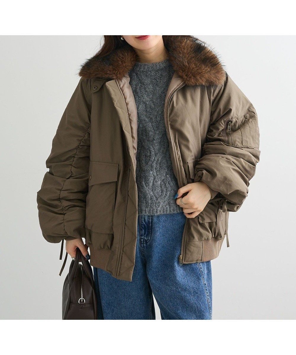 【グリーンパークス/Green Parks】の・swing by ティペット付ミリタリーブルゾン インテリア・キッズ・メンズ・レディースファッション・服の通販 founy(ファニー) 　ファッション　Fashion　レディースファッション　Fashion for Women　アウター　Coat / Outerwear Collection　レディースジャケット・軽アウター　Jackets　ブルゾンジャケット・スポーティアウター　Blouson Jackets　おすすめ　Recommended / Our Picks　ギャザー　Gathered, Ruffled　ジャケット　Jacket, Outerwear　フラップ　Flap, Flap Pocket　ブルゾン　Blouson, Bomber Jacket　ポケット　Pocket, Pocket Detail　ミリタリー　Military, Army Style　A/W・秋冬　Autumn/Winter　Brown|ID: prp329100004774553 ipo3291000000035631061