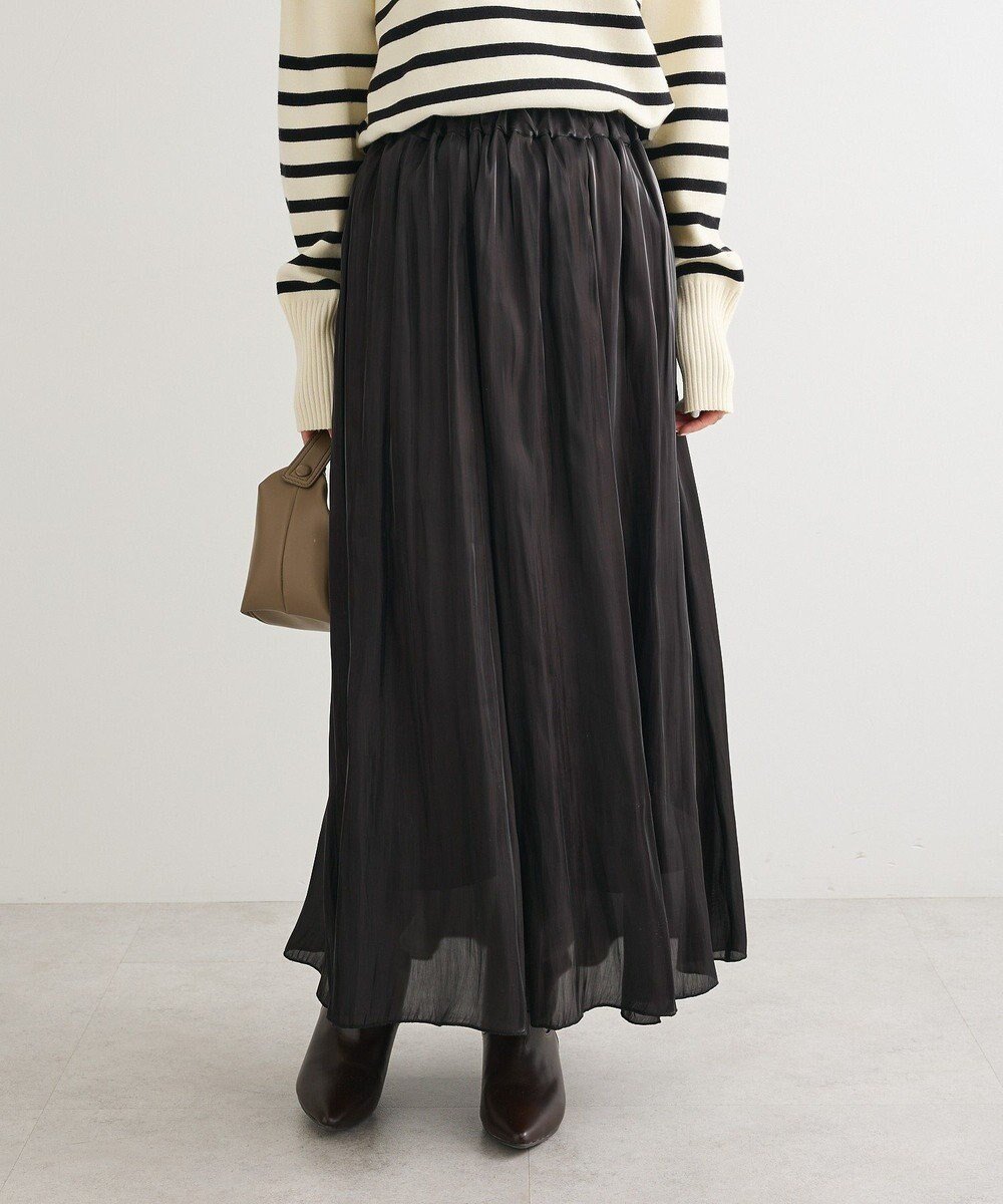 【グリーンパークス/Green Parks】のシャイニーサテンセルフプリーツギャザーフレアスカート インテリア・キッズ・メンズ・レディースファッション・服の通販 founy(ファニー) 　ファッション　Fashion　レディースファッション　Fashion for Women　スカート　Skirts　Aライン・フレアスカート　A-Line & Flared Skirts　おすすめ　Recommended / Our Picks　フレア　Flare, Flared　プリーツ　Pleats, Pleated　ポケット　Pocket, Pocket Detail　A/W・秋冬　Autumn/Winter　Black|ID: prp329100004774564 ipo3291000000034606255