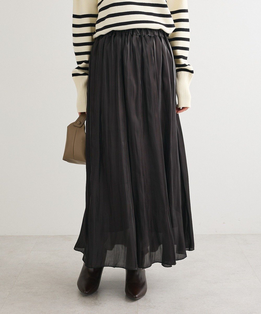 【グリーンパークス/Green Parks】のシャイニーサテンセルフプリーツギャザーフレアスカート インテリア・キッズ・メンズ・レディースファッション・服の通販 founy(ファニー) 　ファッション　Fashion　レディースファッション　Fashion for Women　スカート　Skirts　Aライン・フレアスカート　A-Line & Flared Skirts　おすすめ　Recommended / Our Picks　フレア　Flare, Flared　プリーツ　Pleats, Pleated　ポケット　Pocket, Pocket Detail　A/W・秋冬　Autumn/Winter　Black|ID: prp329100004774564 ipo3291000000035630436