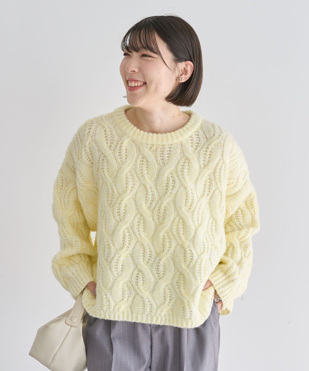 【グリーンパークス/Green Parks】のふわふわケーブルニットプルオーバー インテリア・キッズ・メンズ・レディースファッション・服の通販 founy(ファニー) ファッション Fashion レディースファッション Fashion for Women トップス・カットソー Cut & Sew Tops ニット Knit Tops & Sweaters カジュアルプルオーバー・ニットトップス Pullovers & Knit Tops / Casual Pullovers おすすめ Recommended / Our Picks セーター Sweater, Knitwear ボトム Bottoms, Lower Wear ポケット Pocket, Pocket Detail リラックス Relax, Relaxed Fit A/W・秋冬 Autumn/Winter Yellow|ID: prp329100004774579 ipo3291000000035630467