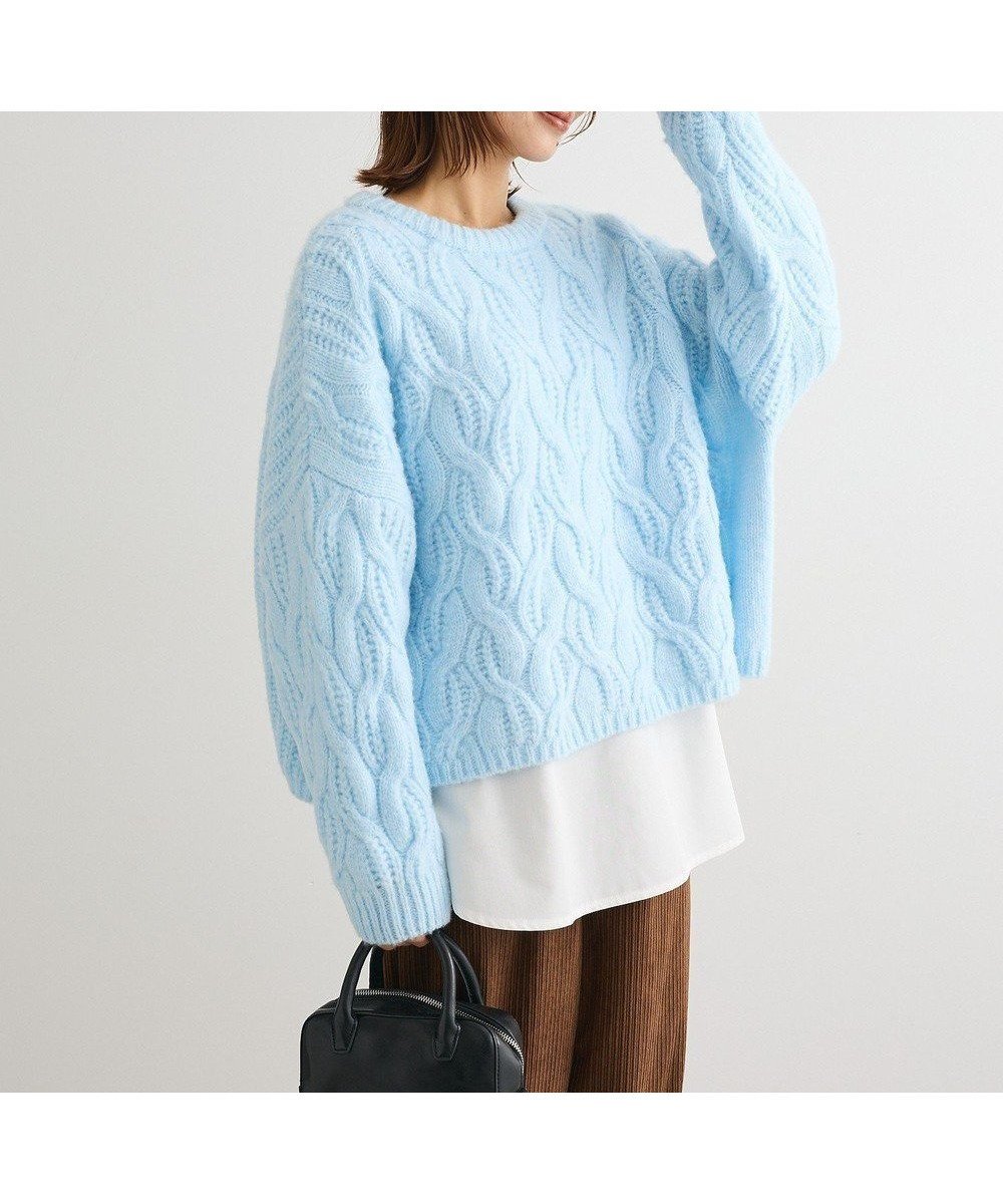 【グリーンパークス/Green Parks】のふわふわケーブルニットプルオーバー インテリア・キッズ・メンズ・レディースファッション・服の通販 founy(ファニー) ファッション Fashion レディースファッション Fashion for Women トップス・カットソー Cut & Sew Tops ニット Knit Tops & Sweaters カジュアルプルオーバー・ニットトップス Pullovers & Knit Tops / Casual Pullovers おすすめ Recommended / Our Picks セーター Sweater, Knitwear ボトム Bottoms, Lower Wear ポケット Pocket, Pocket Detail リラックス Relax, Relaxed Fit A/W・秋冬 Autumn/Winter Sax|ID: prp329100004774579 ipo3291000000035630469