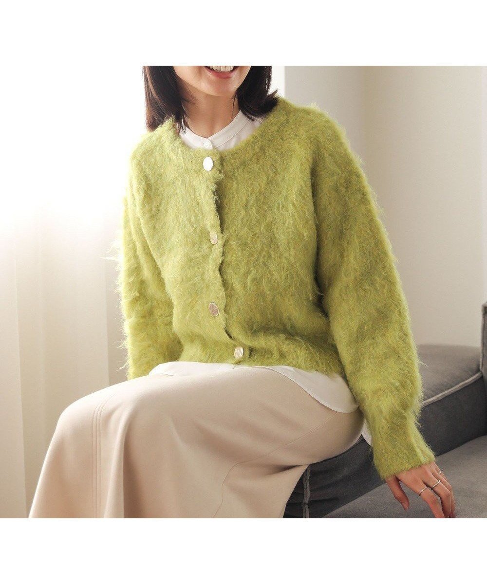 【グリーンパークス/Green Parks】の起毛シャギーカーディガン インテリア・キッズ・メンズ・レディースファッション・服の通販 founy(ファニー) 　ファッション　Fashion　レディースファッション　Fashion for Women　トップス・カットソー　Cut & Sew Tops　ニット　Knit Tops & Sweaters　カーディガン・羽織り　Layered Style Cardigans　カーディガン　Cardigan, Knitwear　ショート　Short, Short Length　スリーブ　Sleeve, Long Sleeve / Short Sleeve　セーター　Sweater, Knitwear　トレンド　Trend, Trending Now　フェミニン　Feminine, Girly　ポケット　Pocket, Pocket Detail　メタル　Metal, Metal Parts　A/W・秋冬　Autumn/Winter　Yellow Green|ID: prp329100004774580 ipo3291000000034606319