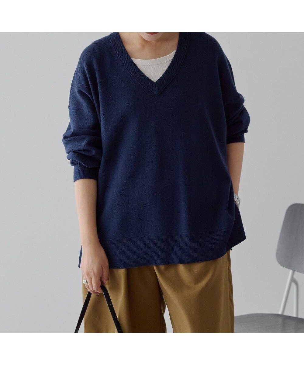 【アメリカンホリック/AMERICAN HOLIC】のバイパチVネックニットプルオーバー インテリア・キッズ・メンズ・レディースファッション・服の通販 founy(ファニー) ファッション Fashion レディースファッション Fashion for Women トップス・カットソー Cut & Sew Tops ニット Knit Tops & Sweaters カジュアルプルオーバー・ニットトップス Pullovers & Knit Tops / Casual Pullovers Vネックトップス V-Neck Tops / V-Cut Neckline Shirts アメリカン American Style スタイリッシュ Stylish, Fashionable セーター Sweater, Knitwear ボックス Boxy, Box Shape ポケット Pocket, Pocket Detail A/W・秋冬 Autumn/Winter Navy|ID: prp329100004774593 ipo3291000000034606371