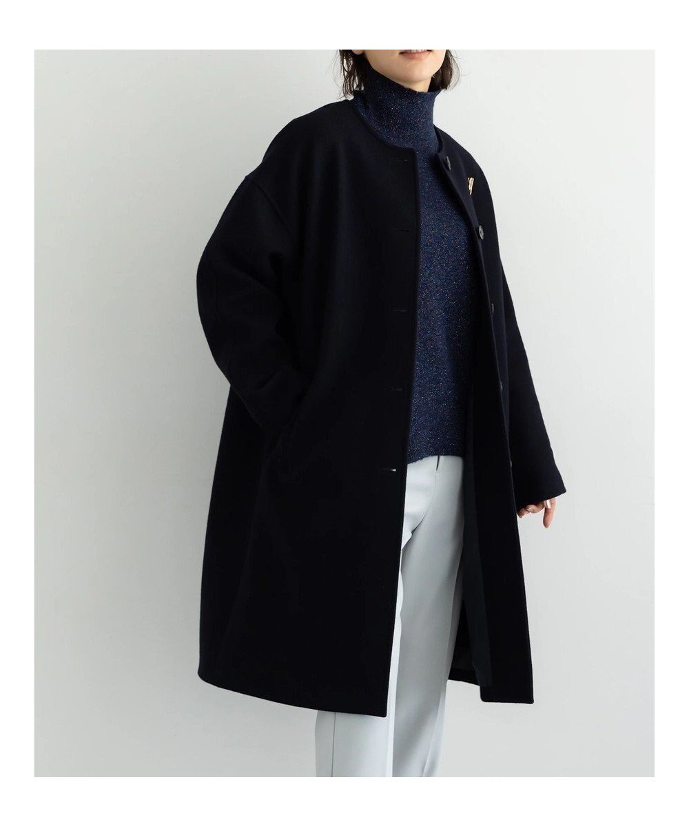 【テチチ/Te chichi】のウールメルトンノーカラーロングコート《2025winter catalog item》 インテリア・キッズ・メンズ・レディースファッション・服の通販 founy(ファニー) ファッション Fashion レディースファッション Fashion for Women アウター Coat / Outerwear Collection コート・ロングコート・ピーコート Long Coats, Peacoats & More レディースジャケット・軽アウター Jackets 2025年 2025 2025-2026秋冬・A/W Autumn/Winter 2025–26 AW25–26 冬 Winter / This Winter おすすめ Recommended / Our Picks ジャケット Jacket, Outerwear ハイネック High Neck, Mock Neck ロング Long, Long-Length ワンポイント One Point, Statement Accent エレガント 上品 Elegant 夏 Summer S/S・春夏 SS, Spring/Summer, Warm Season A/W・秋冬 Autumn/Winter ネイビー|ID: prp329100004774606 ipo3291000000034768544