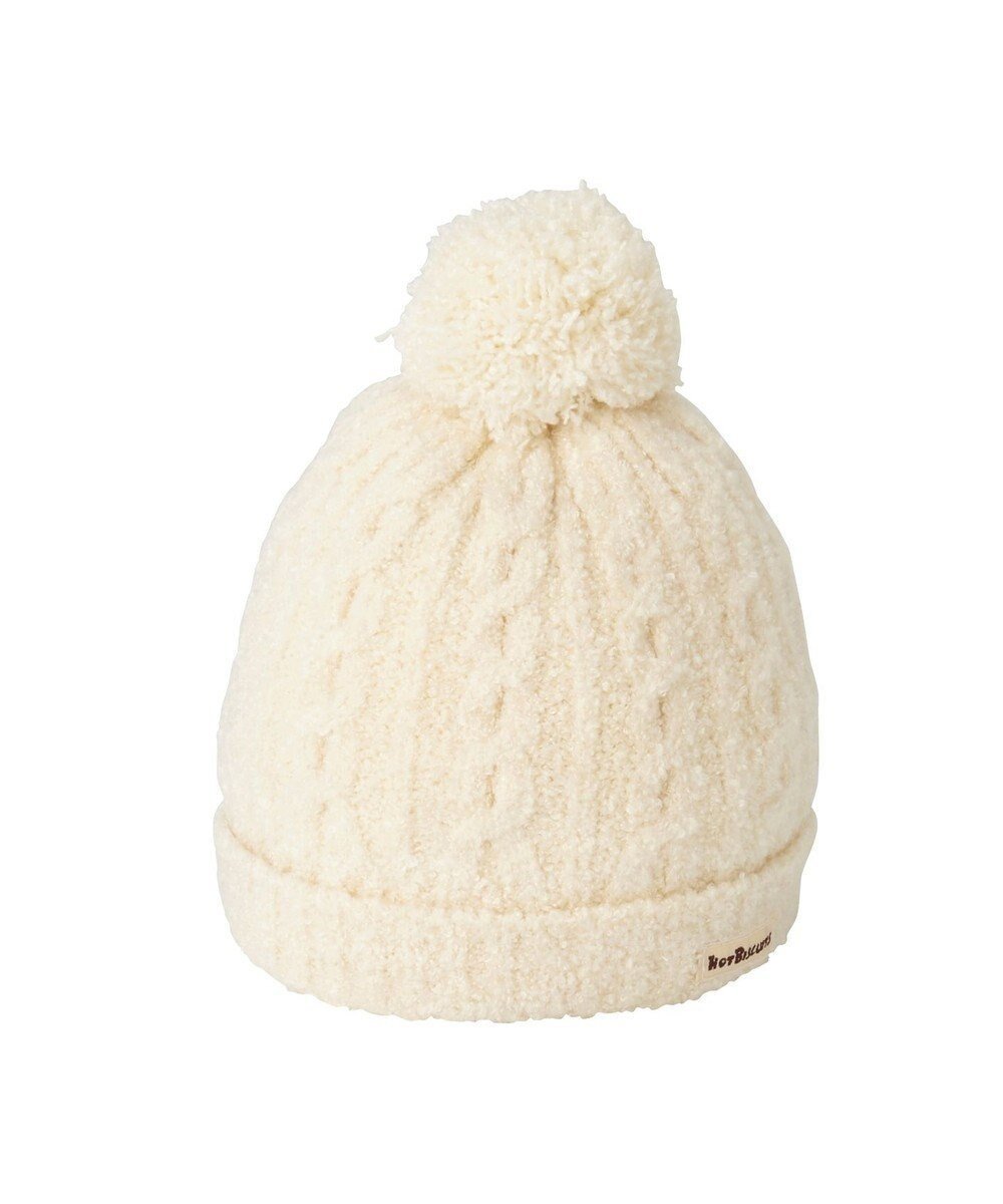 【ミキハウスホットビスケッツ/MIKI HOUSE HOT BISCUITS / KIDS】のぼん天付きケーブル編みモールニット帽子 インテリア・キッズ・メンズ・レディースファッション・服の通販 founy(ファニー) ファッション Fashion キッズファッション Fashion for Kids おすすめ Recommended / Our Picks キャップ Cap, Baseball Cap ギフト プレゼント Gift / Present 帽子 Hat, Headwear 白|ID: prp329100004775457 ipo3291000000034615791