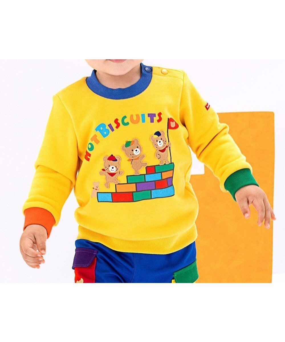 【ミキハウスホットビスケッツ/MIKI HOUSE HOT BISCUITS / KIDS】の【80-120cm】 カラフルブロック 裏毛パイル素材 トレーナー インテリア・キッズ・メンズ・レディースファッション・服の通販 founy(ファニー) 　ファッション　Fashion　キッズファッション　Fashion for Kids　トップス・カットソー　Cut & Sew Tops　おすすめ　Recommended / Our Picks　カラフル　Colorful Design　スウェット / スエット　Sweatshirt, Sweatwear　トレーナー　Sweatshirt, Trainer　ブロック　Block, Solid Block Pattern　A/W・秋冬　Autumn/Winter　長袖　Long Sleeve, Full Sleeve　黄|ID: prp329100004775461 ipo3291000000034615807