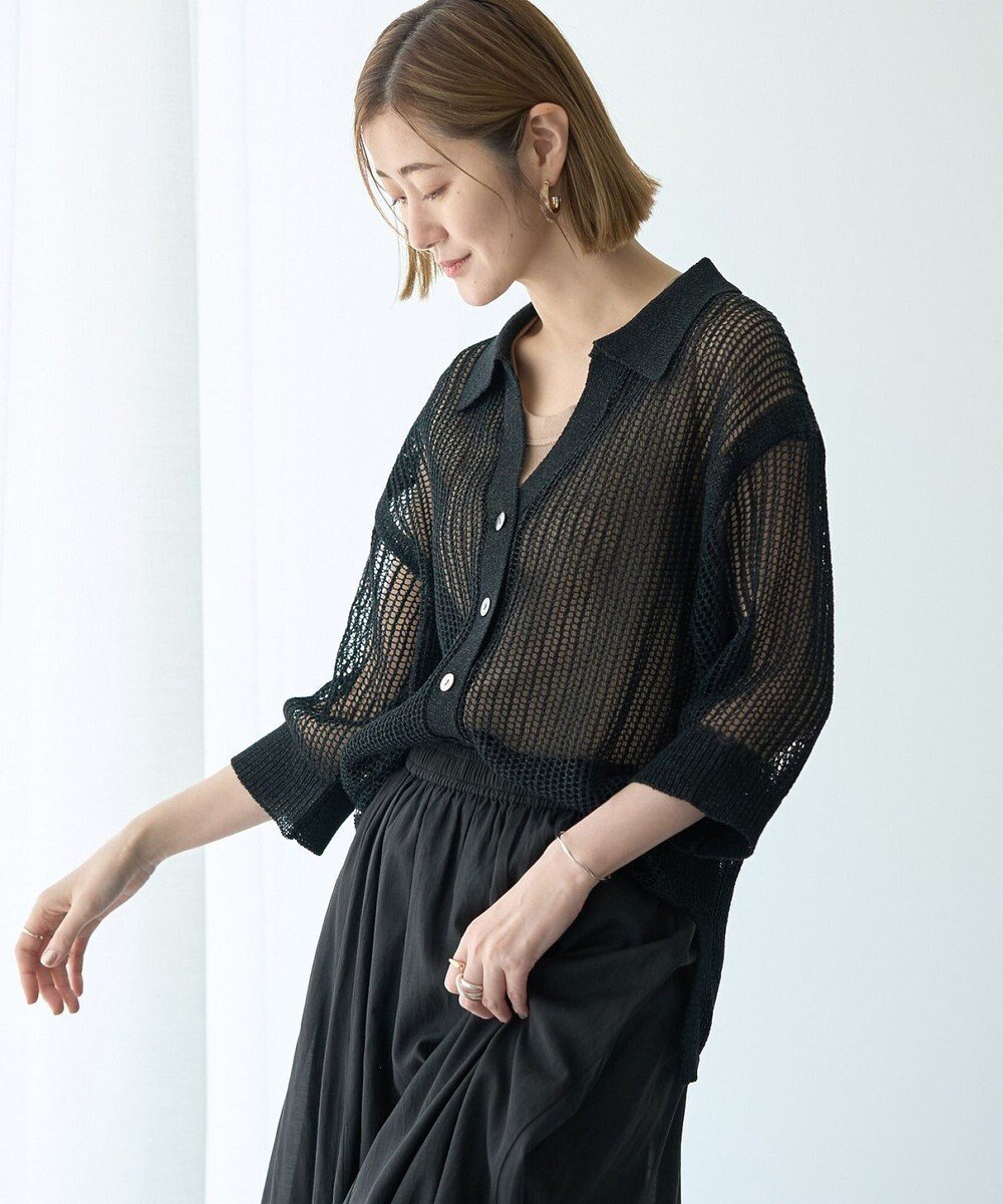 【イェッカ ヴェッカ/YECCA VECCA】のペーパーヤーン衿付きメッシュカーディガン インテリア・キッズ・メンズ・レディースファッション・服の通販 founy(ファニー) ファッション Fashion レディースファッション Fashion for Women トップス・カットソー Cut & Sew Tops カーディガン・羽織り Layered Style Cardigans おすすめ Recommended / Our Picks カットソー Cut and Sewn Top カーディガン Cardigan, Knitwear キャミソール Camisole, Spaghetti Strap Top トレンド Trend, Trending Now ポケット Pocket, Pocket Detail メッシュ Mesh, Net Fabric 今季 This Season, Current Season 夏 Summer 春 Spring S/S・春夏 SS, Spring/Summer, Warm Season Black|ID: prp329100004775496 ipo3291000000034615997