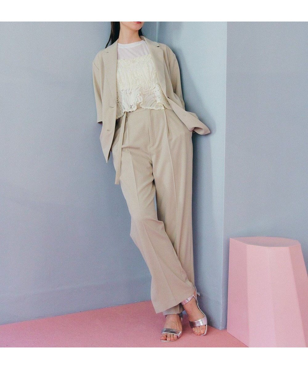 【イェッカ ヴェッカ/YECCA VECCA】のベルト付きタックストレートパンツ インテリア・キッズ・メンズ・レディースファッション・服の通販 founy(ファニー) ファッション Fashion レディースファッション Fashion for Women パンツ Pants & Trousers ベルト&ウエストマーク Belts & Waist Accessories ストレート Straight, Straight Cut センター Center, Center Line ポケット Pocket, Pocket Detail 夏 Summer 春 Spring S/S・春夏 SS, Spring/Summer, Warm Season Beige|ID: prp329100004775497 ipo3291000000034616001