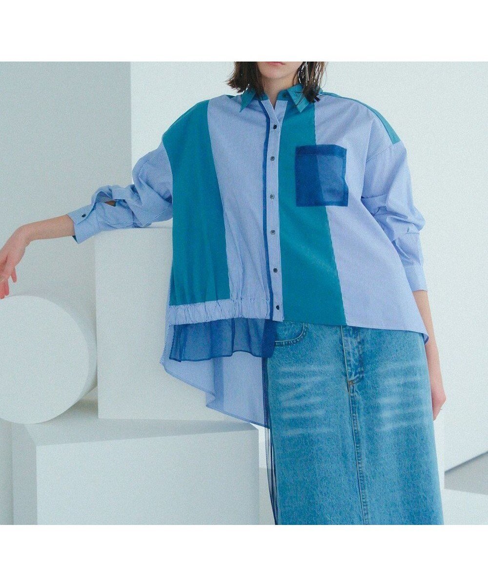 【イェッカ ヴェッカ/YECCA VECCA】のシアーMIXアシメシャツ インテリア・キッズ・メンズ・レディースファッション・服の通販 founy(ファニー) ファッション Fashion レディースファッション Fashion for Women トップス・カットソー Cut & Sew Tops シャツ・ブラウス・オフィスカジュアル Elegant Blouses & Button-Ups アシンメトリー Asymmetrical Style シアー Sheer, See-Through ヘムライン Hemline, Bottom Cut ポケット Pocket, Pocket Detail 夏 Summer 春 Spring S/S・春夏 SS, Spring/Summer, Warm Season Mix|ID: prp329100004775516 ipo3291000000034616093