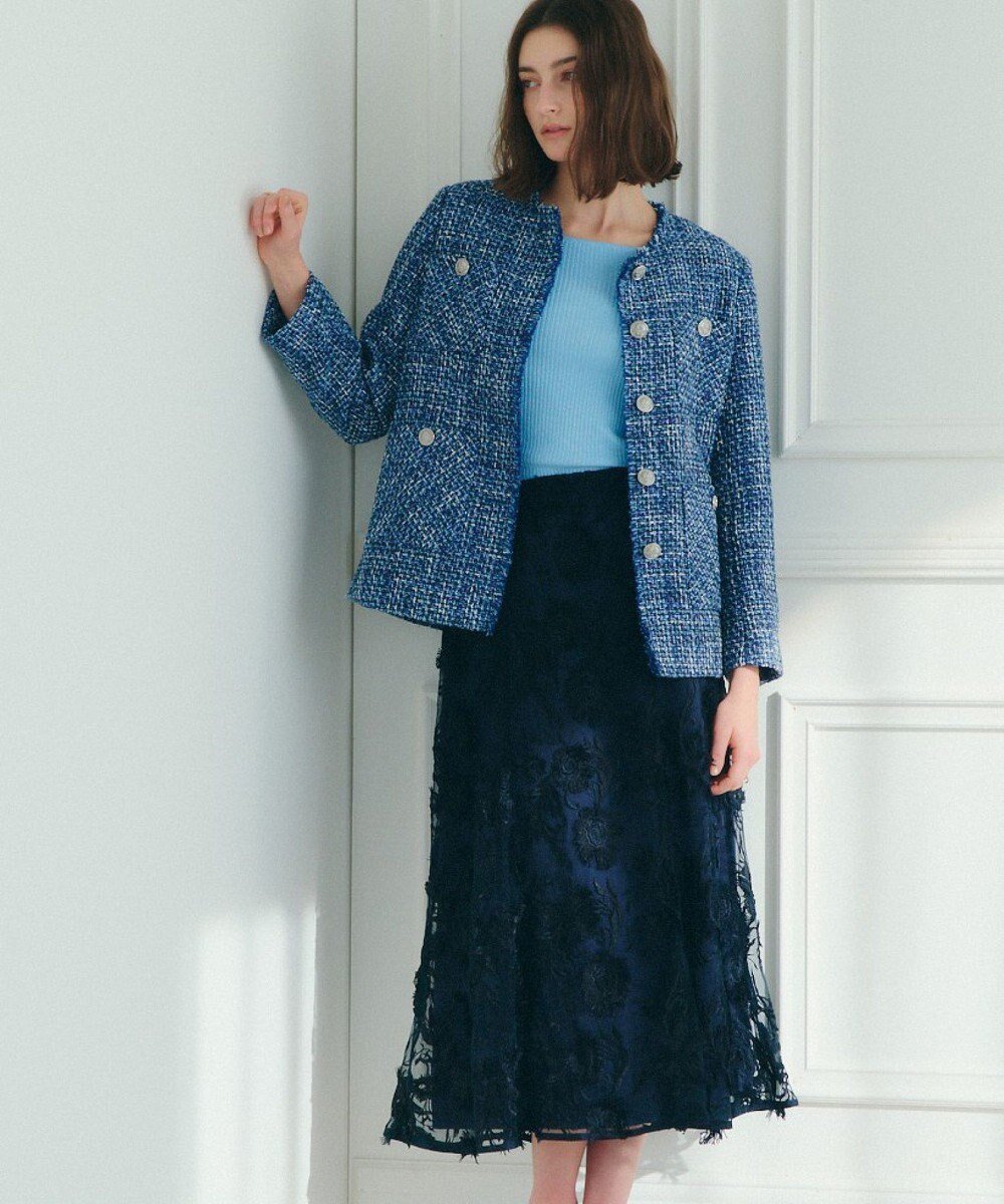 【イェッカ ヴェッカ/YECCA VECCA】のフラワーエンブロイダリーチュールスカート インテリア・キッズ・メンズ・レディースファッション・服の通販 founy(ファニー) 　ファッション　Fashion　レディースファッション　Fashion for Women　スカート　Skirts　おすすめ　Recommended / Our Picks　エアリー　Airy Texture　シンプル　Simple, Minimal　チュール　Tulip, Tulip Motif　フラワー　Flower, Floral　ポケット　Pocket, Pocket Detail　マーメイド　Mermaid, Fishtail Silhouette　レース　Lace, Lace Fabric　エレガント 上品　Elegant　夏　Summer　春　Spring　S/S・春夏　SS, Spring/Summer, Warm Season　Navy|ID: prp329100004775525 ipo3291000000034616128