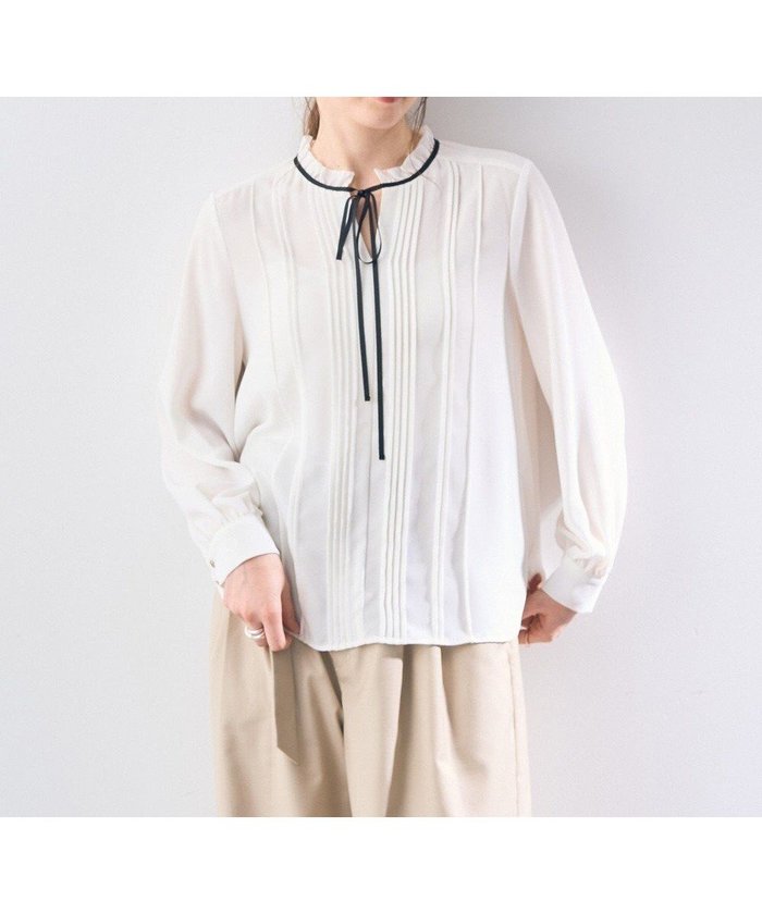 【イェッカ ヴェッカ/YECCA VECCA】のピンタックリボンブラウス インテリア・キッズ・メンズ・レディースファッション・服の通販 founy(ファニー) https://founy.com/ ファッション Fashion レディースファッション Fashion for Women トップス・カットソー Cut & Sew Tops シャツ・ブラウス・オフィスカジュアル Elegant Blouses & Button-Ups おすすめ Recommended / Our Picks フェミニン Feminine, Girly フリル Frill, Ruffle ポケット Pocket, Pocket Detail リボン Ribbon, Bow 夏 Summer 春 Spring S/S・春夏 SS, Spring/Summer, Warm Season |ID: prp329100004775539 ipo3291000000034616213