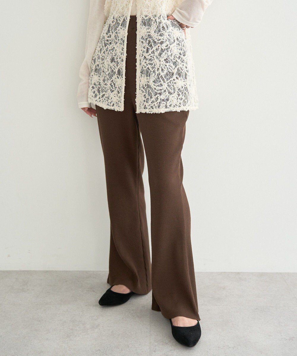 【アースミュージックアンドエコロジー/earth music&ecology】のセルフカットテレコフレアパンツ インテリア・キッズ・メンズ・レディースファッション・服の通販 founy(ファニー) 　ファッション　Fashion　レディースファッション　Fashion for Women　パンツ　Pants & Trousers　ストレッチ　Stretch, Stretchy Fabric　フレア　Flare, Flared　ベーシック　Basic, Essential　ポケット　Pocket, Pocket Detail　A/W・秋冬　Autumn/Winter　Brown|ID: prp329100004775583 ipo3291000000034616879