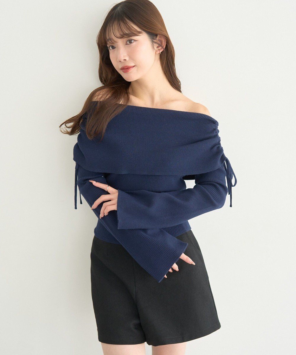 【アースミュージックアンドエコロジー/earth music&ecology】のリボンギャザーオフショルニットプルオーバー インテリア・キッズ・メンズ・レディースファッション・服の通販 founy(ファニー) ファッション Fashion レディースファッション Fashion for Women トップス・カットソー Cut & Sew Tops ニット Knit Tops & Sweaters カジュアルプルオーバー・ニットトップス Pullovers & Knit Tops / Casual Pullovers おすすめ Recommended / Our Picks ギャザー Gathered, Ruffled コンパクト Compact, Small Size セーター Sweater, Knitwear フェミニン Feminine, Girly ボトム Bottoms, Lower Wear ポケット Pocket, Pocket Detail 今季 This Season, Current Season A/W・秋冬 Autumn/Winter Navy|ID: prp329100004775589 ipo3291000000034616920
