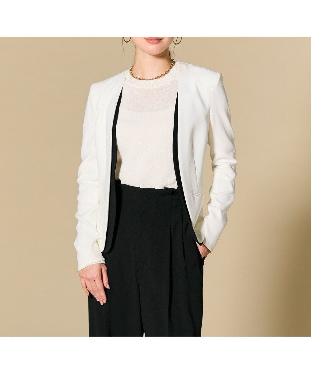 【ベイジ,/BEIGE,】の【セットアップ対応】CINDY / ダブルカラージャケット インテリア・キッズ・メンズ・レディースファッション・服の通販 founy(ファニー) ファッション Fashion レディースファッション Fashion for Women アウター Coat / Outerwear Collection レディースジャケット・軽アウター Jackets ノーカラージャケット / シンプル上品コーデ Collarless Jackets インナー Innerwear ウォッシャブル Machine Washable オケージョン Occasion Wear カーディガン Cardigan, Knitwear サテン Satin, Glossy Fabric ジャケット Jacket, Outerwear ストレッチ Stretch, Stretchy Fabric スーツ Suit, Formalwear セットアップ Set-Up, Coordinated Outfit ダブル Double, Double-Breasted 定番 Standard, Basic Item ボトム Bottoms, Lower Wear A/W・秋冬 Autumn/Winter S/S・春夏 SS, Spring/Summer, Warm Season おすすめ Recommended / Our Picks 夏 Summer エレガント 上品 Elegant セレモニー Ceremony ビジネス 仕事 通勤 Business / Work / Commuting White×Black|ID: prp329100004775594 ipo3291000000034616949