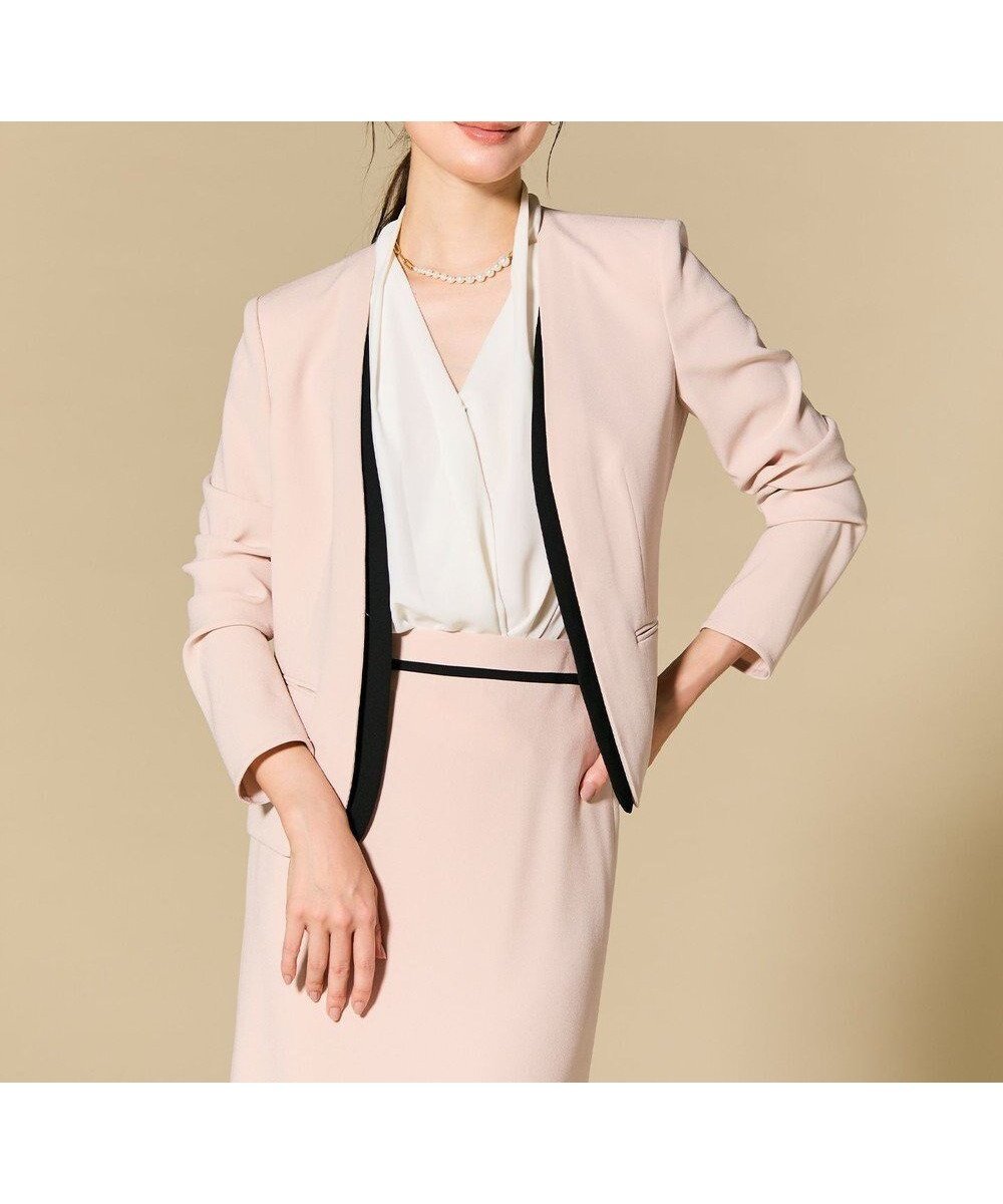 【ベイジ,/BEIGE,】の【セットアップ対応】CINDY / ダブルカラージャケット インテリア・キッズ・メンズ・レディースファッション・服の通販 founy(ファニー) ファッション Fashion レディースファッション Fashion for Women アウター Coat / Outerwear Collection レディースジャケット・軽アウター Jackets ノーカラージャケット / シンプル上品コーデ Collarless Jackets インナー Innerwear ウォッシャブル Machine Washable オケージョン Occasion Wear カーディガン Cardigan, Knitwear サテン Satin, Glossy Fabric ジャケット Jacket, Outerwear ストレッチ Stretch, Stretchy Fabric スーツ Suit, Formalwear セットアップ Set-Up, Coordinated Outfit ダブル Double, Double-Breasted 定番 Standard, Basic Item ボトム Bottoms, Lower Wear A/W・秋冬 Autumn/Winter S/S・春夏 SS, Spring/Summer, Warm Season おすすめ Recommended / Our Picks 夏 Summer エレガント 上品 Elegant セレモニー Ceremony ビジネス 仕事 通勤 Business / Work / Commuting Nude x Black|ID: prp329100004775594 ipo3291000000034616951