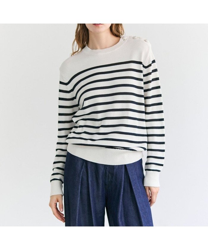 【ベイジ,/BEIGE,】のHELIODOR / レーヨンボーダーマリンボタンニット インテリア・キッズ・メンズ・レディースファッション・服の通販 founy(ファニー) https://founy.com/ ファッション Fashion レディースファッション Fashion for Women トップス・カットソー Cut & Sew Tops ニット Knit Tops & Sweaters ショルダー Shoulder, Shoulder Strap シンプル Simple, Minimal ジュエリー Jewelry, Accessories ストレッチ Stretch, Stretchy Fabric セーター Sweater, Knitwear バランス Balance, Style Balance フォルム Silhouette, Form ボーダー Border, Stripe メタル Metal, Metal Parts ロング Long, Long-Length ワイド Wide, Wide Fit エレガント 上品 Elegant A/W・秋冬 Autumn/Winter |ID: prp329100004775598 ipo3291000000034616995