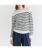 【ベイジ,/BEIGE,】のHELIODOR / レーヨンボーダーマリンボタンニット Ecru × Navy|ID: prp329100004775598 ipo3291000000034616997