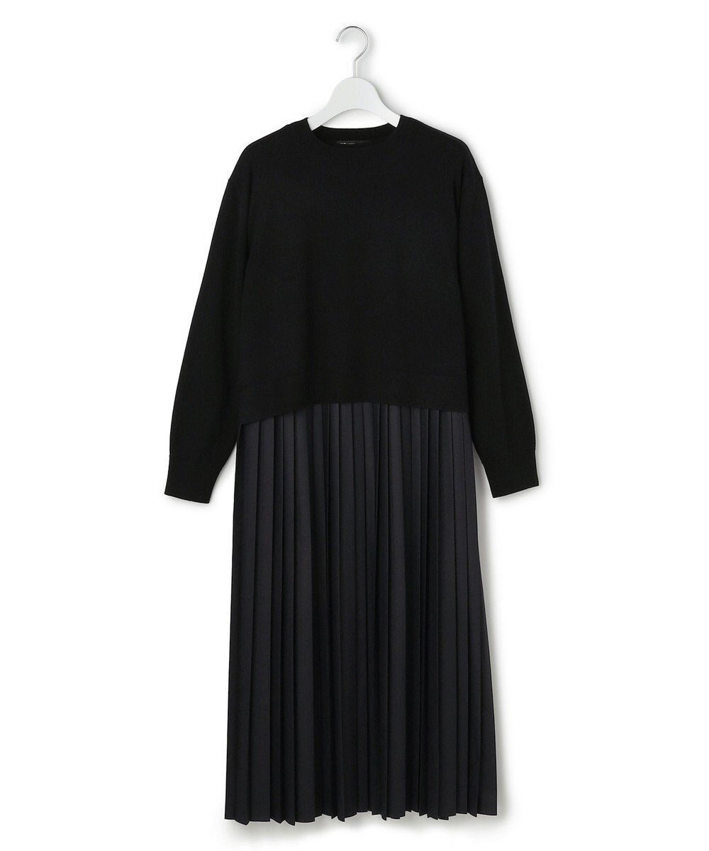 【23区/NIJYUSANKU】の【先行予約/洗える】ニットセットアップ プリーツコンビ ワンピース インテリア・キッズ・メンズ・レディースファッション・服の通販 founy(ファニー) 　ファッション　Fashion　レディースファッション　Fashion for Women　ワンピース　Dresses　イタリア　Italy　洗える　Machine Washable　カットソー　Cut and Sewn Top　コンビ　Combo, Combination Style　シルケット　Silket, Silky Cotton　ストレート　Straight, Straight Cut　スリット　Slit, Slit Detail　セットアップ　Set-Up, Coordinated Outfit　ドッキング　Docking, Mixed Material　長袖　Long Sleeve, Full Sleeve　プリーツ　Pleats, Pleated　ベーシック　Basic, Essential　A/W・秋冬　Autumn/Winter　冬　Winter / This Winter　2025年　2025　2025-2026秋冬・A/W　Autumn/Winter 2025–26 AW25–26　ブラック系|ID: prp329100004775603 ipo3291000000034617112