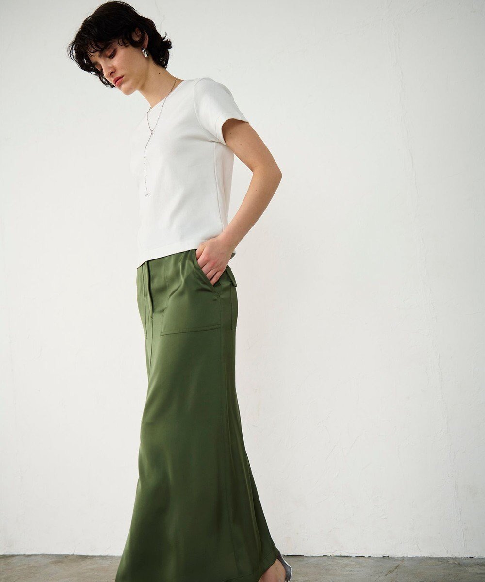 【グレース コンチネンタル/GRACE CONTINENTAL】のサテンストレートスカート インテリア・キッズ・メンズ・レディースファッション・服の通販 founy(ファニー) ファッション Fashion レディースファッション Fashion for Women スカート Skirts とろみ Fluid, Flowy Fabric エレガント 上品 Elegant サテン Satin, Glossy Fabric シンプル Simple, Minimal ストレート Straight, Straight Cut フロント Front, Front Design ポケット Pocket, Pocket Detail ミックス Mix, Mixed Style ワーク Workwear, Utility Style 台形 A-Line, Trapezoid Shape 夏 Summer 春 Spring S/S・春夏 SS, Spring/Summer, Warm Season カーキ|ID: prp329100004776701 ipo3291000000034629258