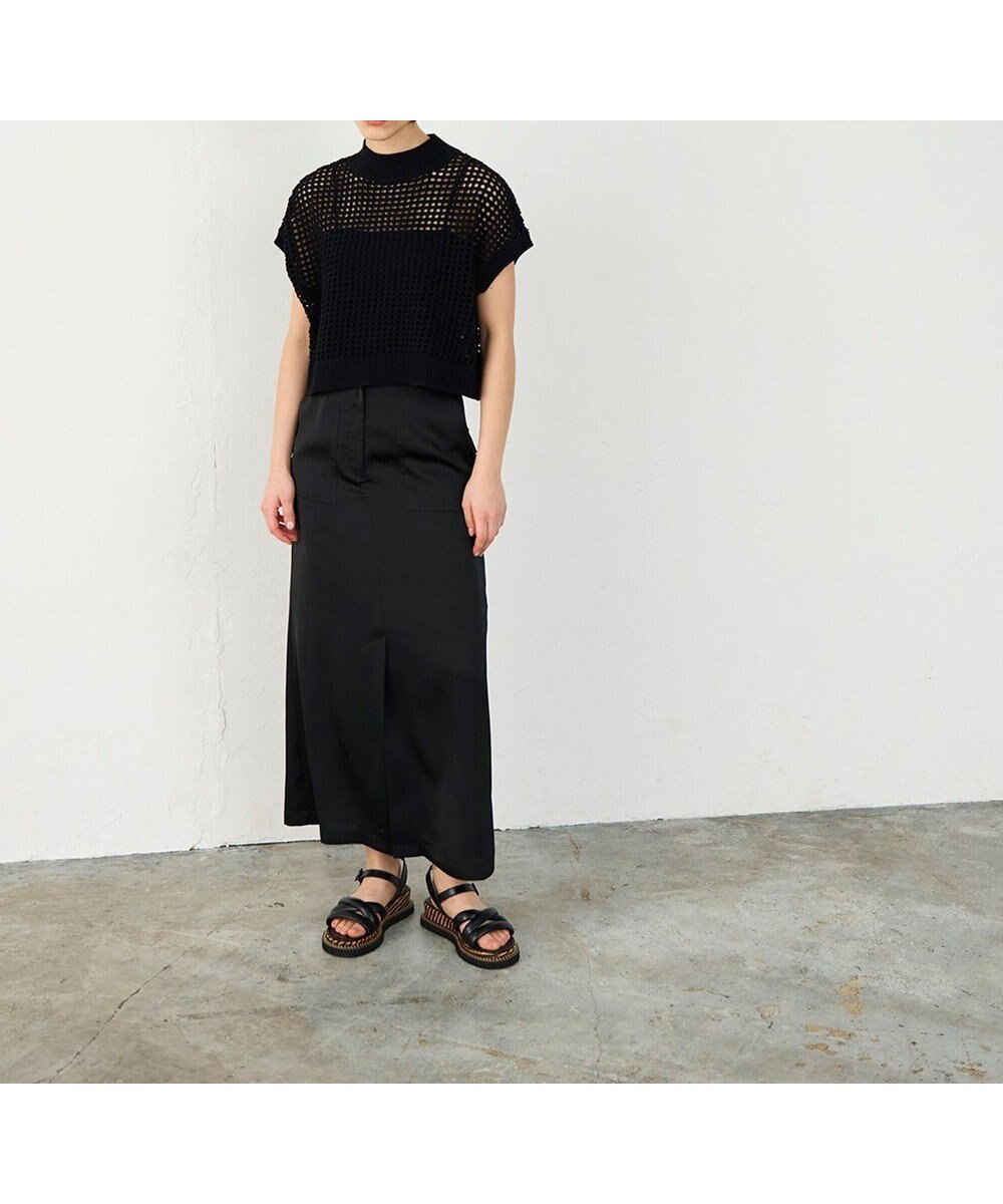 【グレース コンチネンタル/GRACE CONTINENTAL】のメッシュルーズニットトップ インテリア・キッズ・メンズ・レディースファッション・服の通販 founy(ファニー) ファッション Fashion レディースファッション Fashion for Women トップス・カットソー Cut & Sew Tops ニット Knit Tops & Sweaters オレンジ Orange シアー Sheer, See-Through ショート Short, Short Length ハイネック High Neck, Mock Neck バランス Balance, Style Balance ベスト Vest, Waistcoat ベーシック Basic, Essential メッシュ Mesh, Net Fabric ロング Long, Long-Length エレガント 上品 Elegant 今季 This Season, Current Season 夏 Summer 春 Spring S/S・春夏 SS, Spring/Summer, Warm Season 長袖 Long Sleeve, Full Sleeve ブラック|ID: prp329100004776720 ipo3291000000034629456