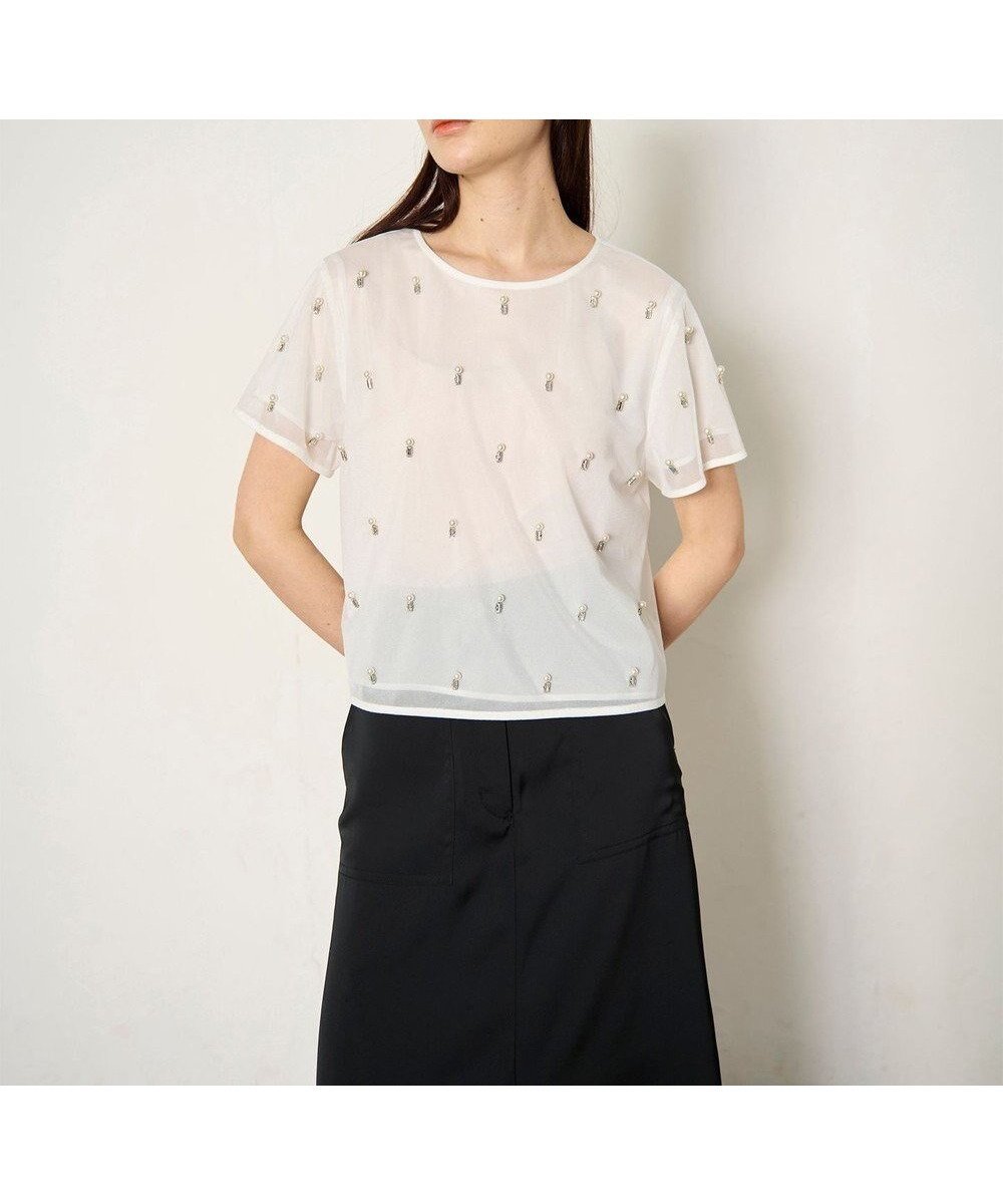 【グレース コンチネンタル/GRACE CONTINENTAL】のビジューチュールトップ インテリア・キッズ・メンズ・レディースファッション・服の通販 founy(ファニー) ファッション Fashion レディースファッション Fashion for Women トップス・カットソー Cut & Sew Tops シャツ・ブラウス・オフィスカジュアル Elegant Blouses & Button-Ups ロングTシャツ・Tシャツ Longline T-Shirts & Tees カットソー・ベーシックTシャツ Cut-and-Sewn Tops / Stretch Tees & Basics おすすめ Recommended / Our Picks カットソー Cut and Sewn Top シアー Sheer, See-Through セレモニー Ceremony チュール Tulip, Tulip Motif デニム Denim, Jeans Material バランス Balance, Style Balance パール Pearl, Pearl Accent ビジュー Bijou, Jewel-like Accent フェミニン Feminine, Girly 夏 Summer 春 Spring S/S・春夏 SS, Spring/Summer, Warm Season ホワイト|ID: prp329100004776736 ipo3291000000034629505
