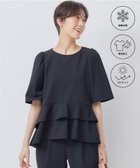 【組曲/KUMIKYOKU】の【接触冷感・吸湿・UVカット】ジョーゼットジャージーフリルブラウス ブラック系|ID: prp329100004776744 ipo3291000000034629568