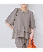 【組曲/KUMIKYOKU】の【接触冷感・吸湿・UVカット】ジョーゼットジャージーフリルブラウス モカブラウン系|ID: prp329100004776744 ipo3291000000034629569