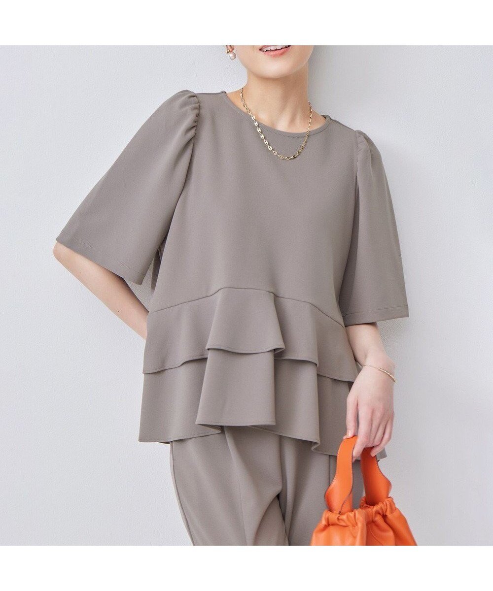 【組曲/KUMIKYOKU】の【接触冷感・吸湿・UVカット】ジョーゼットジャージーフリルブラウス インテリア・キッズ・メンズ・レディースファッション・服の通販 founy(ファニー) ファッション Fashion レディースファッション Fashion for Women トップス・カットソー Cut & Sew Tops シャツ・ブラウス・オフィスカジュアル Elegant Blouses & Button-Ups 春 Spring ギャザー Gathered, Ruffled 吸水 Absorbent, Quick-Dry ジョーゼット Georgette, Semi-Sheer Fabric セットアップ Set-Up, Coordinated Outfit 人気 Popular, Best Seller フリル Frill, Ruffle フレア Flare, Flared ヘムライン Hemline, Bottom Cut S/S・春夏 SS, Spring/Summer, Warm Season おすすめ Recommended / Our Picks 夏 Summer エレガント 上品 Elegant 結婚式 Wedding ビジネス 仕事 通勤 Business / Work / Commuting モカブラウン系|ID: prp329100004776744 ipo3291000000034629569