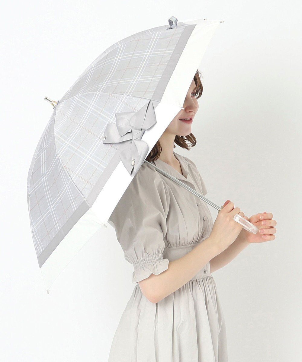 【ムーンバット/MOONBAT】のランバン オン ブルー 晴雨兼用日傘 長傘 切り継ぎビジューリボン 遮光 遮熱 UV インテリア・キッズ・メンズ・レディースファッション・服の通販 founy(ファニー) ファッション Fashion レディースファッション Fashion for Women レイングッズ・傘・晴雨兼用傘 Umbrellas & Rain Gear ミックス Mix, Mixed Style 傘 Umbrella, Parasol 日傘 Parasol, UV Umbrella グレー(グレンチェック)|ID: prp329100004776760 ipo3291000000034629659