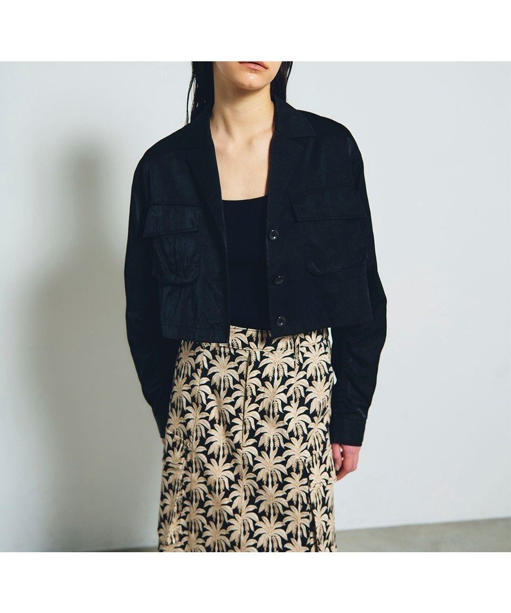 【グレース コンチネンタル/GRACE CONTINENTAL】のクロップドミリタリージャケット インテリア・キッズ・メンズ・レディースファッション・服の通販 founy(ファニー) ファッション Fashion レディースファッション Fashion for Women アウター Coat / Outerwear Collection コート・ロングコート・ピーコート Long Coats, Peacoats & More レディースジャケット・軽アウター Jackets モッズコート・ミリタリー風アウター Mods & Field Coats クロップド Cropped, Short Length サテン Satin, Glossy Fabric ジャケット Jacket, Outerwear トレンド Trend, Trending Now ポケット Pocket, Pocket Detail ミリタリー Military, Army Style モッズコート Mods Coat, Military Parka 夏 Summer 春 Spring S/S・春夏 SS, Spring/Summer, Warm Season ブラック|ID: prp329100004776776 ipo3291000000034629755