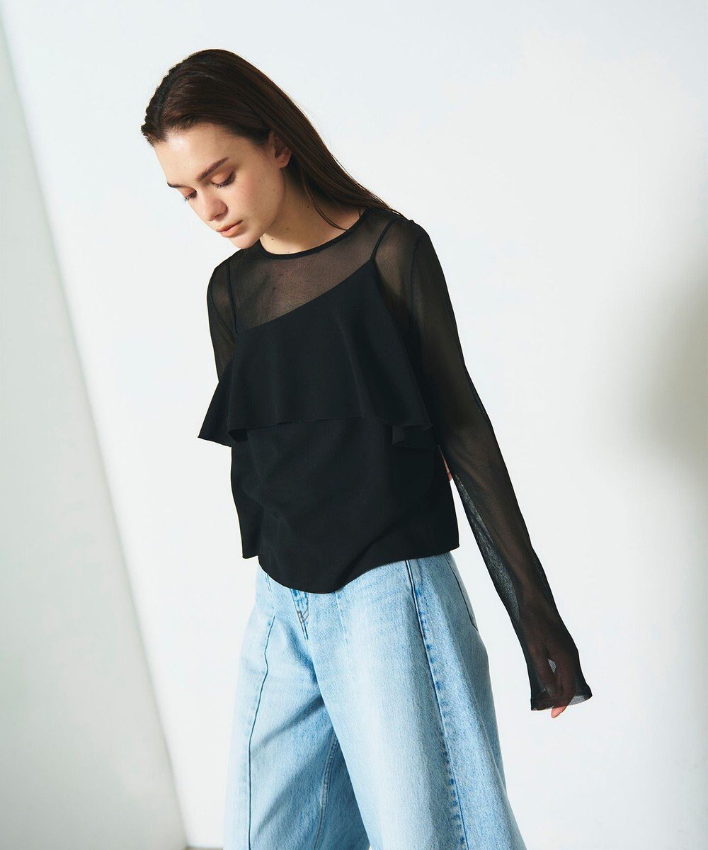 【グレース コンチネンタル/GRACE CONTINENTAL】のフリルキャミソール インテリア・キッズ・メンズ・レディースファッション・服の通販 founy(ファニー) ファッション Fashion レディースファッション Fashion for Women トップス・カットソー Cut & Sew Tops キャミソール&ノースリーブ Camisoles & Sleeveless Tops アシンメトリー Asymmetrical Style 春 Spring キャミソール Camisole, Spaghetti Strap Top ジャケット Jacket, Outerwear ジョーゼット Georgette, Semi-Sheer Fabric フリル Frill, Ruffle フロント Front, Front Design S/S・春夏 SS, Spring/Summer, Warm Season 夏 Summer ブラック|ID: prp329100004776813 ipo3291000000034629899