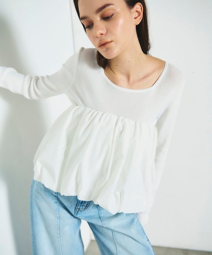 【グレース コンチネンタル/GRACE CONTINENTAL】のタフタケープ付ニットトップ インテリア・キッズ・メンズ・レディースファッション・服の通販 founy(ファニー) https://founy.com/ ファッション Fashion レディースファッション Fashion for Women トップス・カットソー Cut & Sew Tops ニット Knit Tops & Sweaters セーター Sweater, Knitwear タフタ Taffeta, Structured Fabric トレンド Trend, Trending Now バルーン Balloon, Balloon Silhouette フィット Fit, Slim Fit ベーシック Basic, Essential ペプラム Peplum, Flared Hem 夏 Summer 定番 Standard, Basic Item 春 Spring S/S・春夏 SS, Spring/Summer, Warm Season |ID: prp329100004776815 ipo3291000000034629904