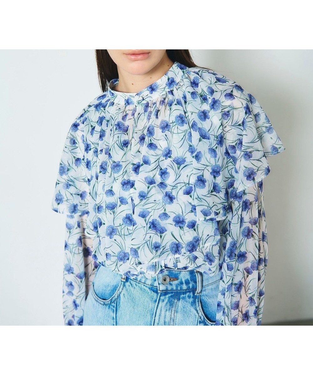 【グレース コンチネンタル/GRACE CONTINENTAL】のスモールフラワーケープトップ 人気、トレンドファッション・服の通販 founy(ファニー) ファッション Fashion レディースファッション Fashion for Women トップス・カットソー Cut & Sew Tops シャツ・ブラウス・オフィスカジュアル Elegant Blouses & Button-Ups おすすめ Recommended / Our Picks セットアップ Set-Up, Coordinated Outfit ダウン Down, Puffer デニム Denim, Jeans Material フェミニン Feminine, Girly フラワー Flower, Floral フロント Front, Front Design プリント Print, Printed Pattern リボン Ribbon, Bow 夏 Summer 春 Spring S/S・春夏 SS, Spring/Summer, Warm Season other-1|ID: prp329100004776822 ipo3291000000034629932