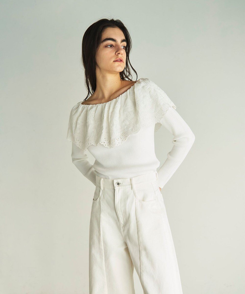 【グレース コンチネンタル/GRACE CONTINENTAL】のカットワークリブニットトップ 人気、トレンドファッション・服の通販 founy(ファニー) ファッション Fashion レディースファッション Fashion for Women トップス・カットソー Cut & Sew Tops ニット Knit Tops & Sweaters コンシャス Conscious, Bodycon シアー Sheer, See-Through セーター Sweater, Knitwear デコルテ Décolleté, Neckline フィット Fit, Slim Fit フェミニン Feminine, Girly ワーク Workwear, Utility Style 夏 Summer 春 Spring S/S・春夏 SS, Spring/Summer, Warm Season other-1|ID: prp329100004776829 ipo3291000000034629961