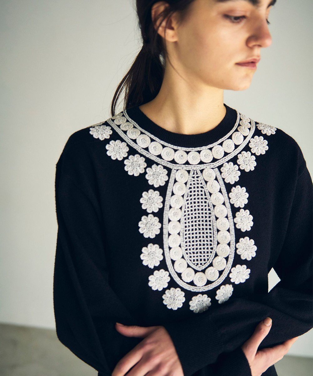 【グレース コンチネンタル/GRACE CONTINENTAL】のエスニック刺繍ニットワンピース インテリア・キッズ・メンズ・レディースファッション・服の通販 founy(ファニー) ファッション Fashion レディースファッション Fashion for Women ワンピース Dresses ニットワンピース Knit Dresses アクセサリー Fashion Accessories エスニック Ethnic Style スパンコール Sequins, Sequin Embellishment 夏 Summer 春 Spring S/S・春夏 SS, Spring/Summer, Warm Season ブラック|ID: prp329100004776836 ipo3291000000034629990