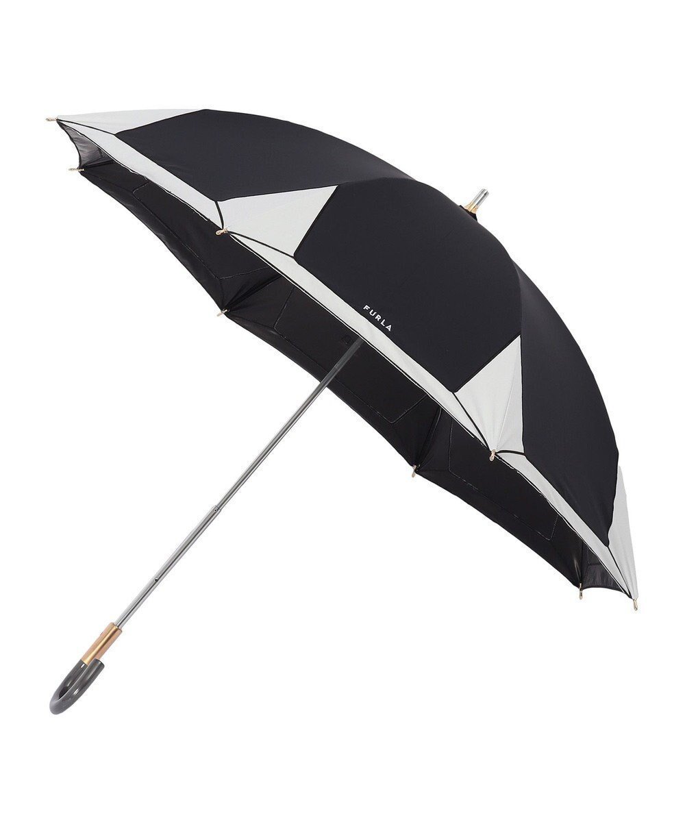 【ムーンバット/MOONBAT】の【フルラ (FURLA)】晴雨兼用日傘 長傘 バイカラーロゴ刺繍 一級遮光 UV インテリア・キッズ・メンズ・レディースファッション・服の通販 founy(ファニー) 　ファッション　Fashion　レディースファッション　Fashion for Women　レイングッズ・傘・晴雨兼用傘　Umbrellas & Rain Gear　おすすめ　Recommended / Our Picks　イタリア　Italy　エレガント 上品　Elegant　コレクション　Collection, Seasonal Line　パターン　Pattern, Design Print　傘　Umbrella, Parasol　日傘　Parasol, UV Umbrella　ブラック|ID: prp329100004776909 ipo3291000000034630575