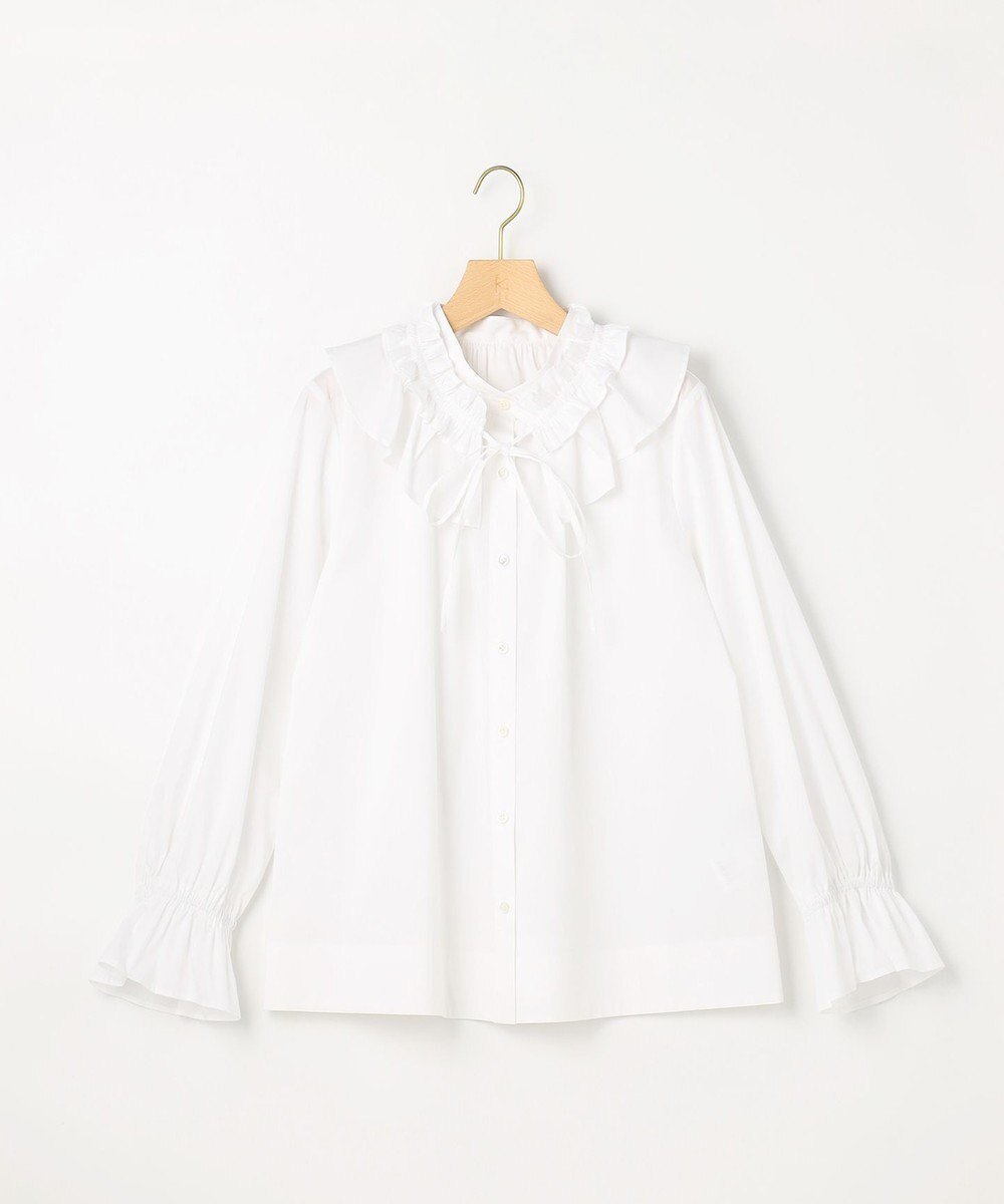 【組曲/KUMIKYOKU】の【先行予約・2WAY】エアリーシャーティングフリル襟 ブラウス 人気、トレンドファッション・服の通販 founy(ファニー) ファッション Fashion レディースファッション Fashion for Women トップス・カットソー Cut & Sew Tops シャツ・ブラウス・オフィスカジュアル Elegant Blouses & Button-Ups 春 Spring ギャザー Gathered, Ruffled シンプル Simple, Minimal ジャケット Jacket, Outerwear スタンド Stand Collar, Upright Stand ストレッチ Stretch, Stretchy Fabric トレーナー Sweatshirt, Trainer フリル Frill, Ruffle S/S・春夏 SS, Spring/Summer, Warm Season 夏 Summer other-1|ID: prp329100004777388 ipo3291000000034639704