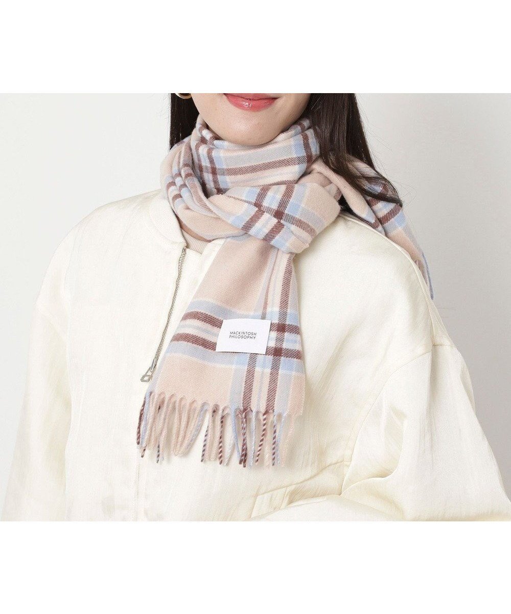 【ムーンバット/MOONBAT】のMACKINTOSH PHILOSOPHY(マッキントッシュ フィロソフィー)カシミヤ100% クラシカルチェックマフラー インテリア・キッズ・メンズ・レディースファッション・服の通販 founy(ファニー) 　ファッション　Fashion　レディースファッション　Fashion for Women　マフラー・スヌード / 冬小物の定番　Scarves & Mufflers　クラシック　Classic, Timeless Style　コレクション　Collection, Seasonal Line　スヌード　Snood, Infinity Scarf　チェック　Check, Plaid, Tartan　定番　Standard, Basic Item　フリンジ　Fringe, Tassel　マフラー　Scarf, Muffler　メンズ　Men's, Menswear　モダン　Modern, Contemporary　冬　Winter / This Winter　A/W・秋冬　Autumn/Winter　ベージュ|ID: prp329100004777395 ipo3291000000034639733